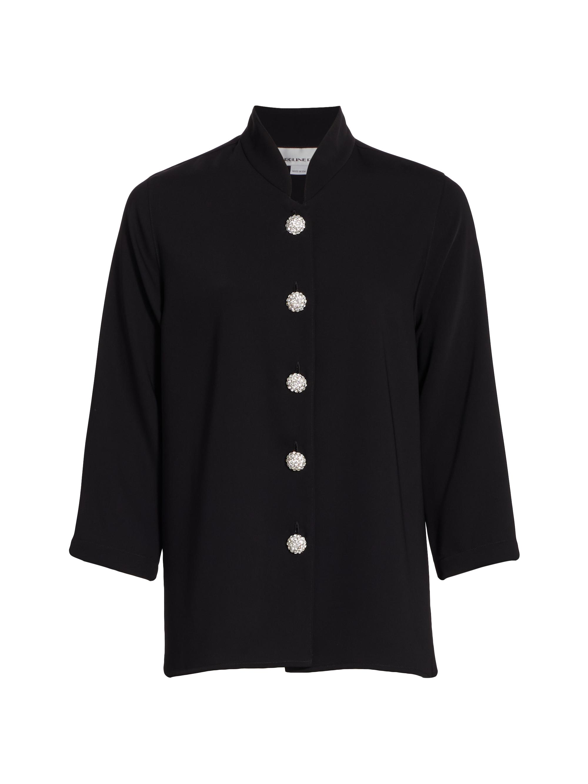 Caroline Rose Women's Suzette Pavé-Button Crepe Jacket - Black | Thumbnail 8