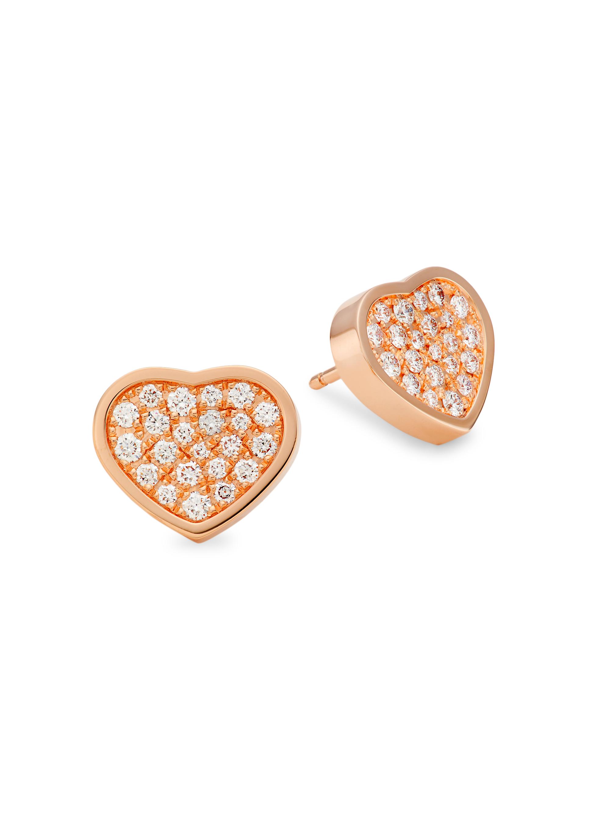 Chopard Women's Happy Heart 18K Rose Gold & Diamond Studs