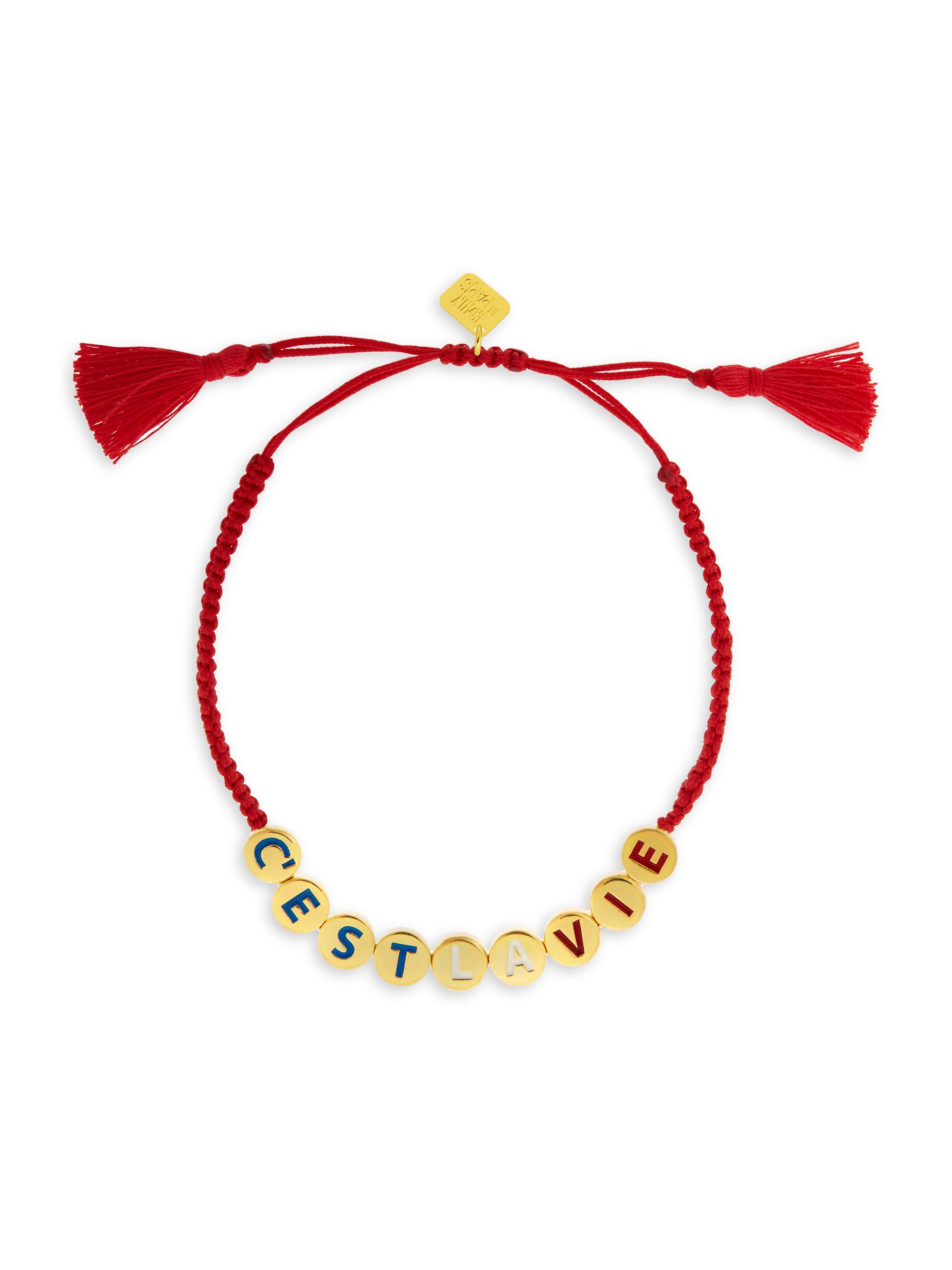 Eye M by Ileana Makri Women's Emily In Paris Cest La Vie 18K Gold-Plated Bead & Enamel Cord Bracelet - Red Multi