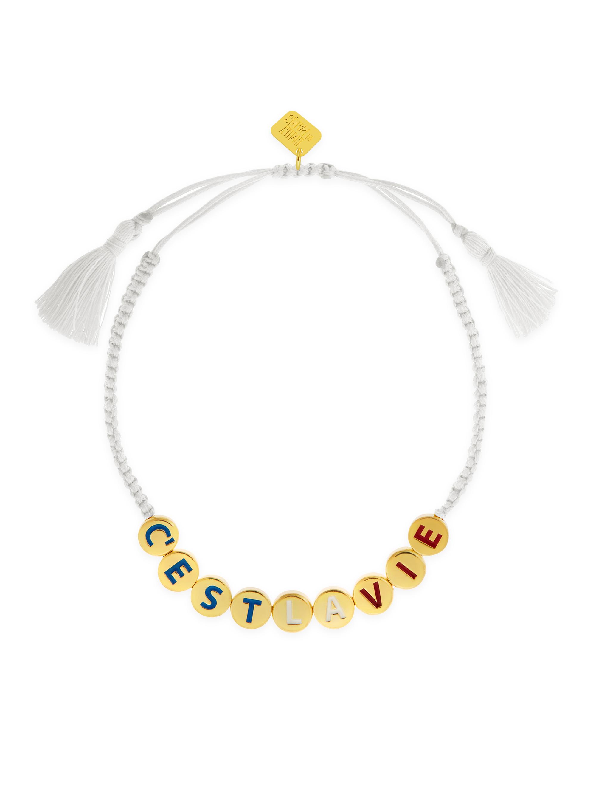 Eye M by Ileana Makri Women's Emily In Paris Cest La Vie 18K Gold-Plated Bead & Enamel Cord Bracelet - Yellow