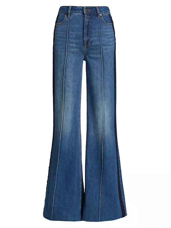 Shop Zimmermann Rhythmic High-Rise Two-Tone Super Flare Jeans