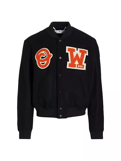 logo-patch varsity jacket, Off-White