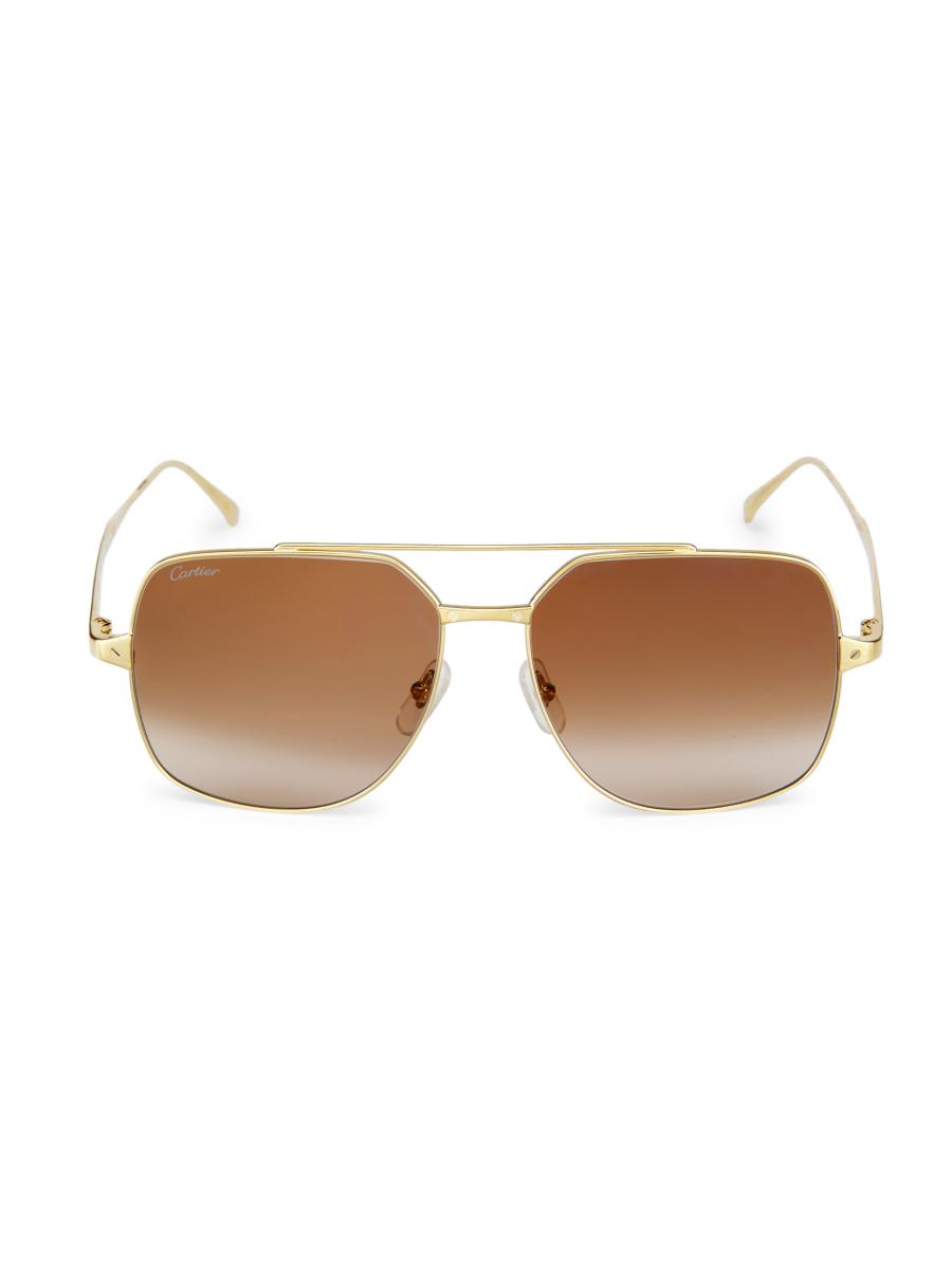 Cartier Santos De Cartier 58MM Square Sunglasses | Saks Fifth Avenue