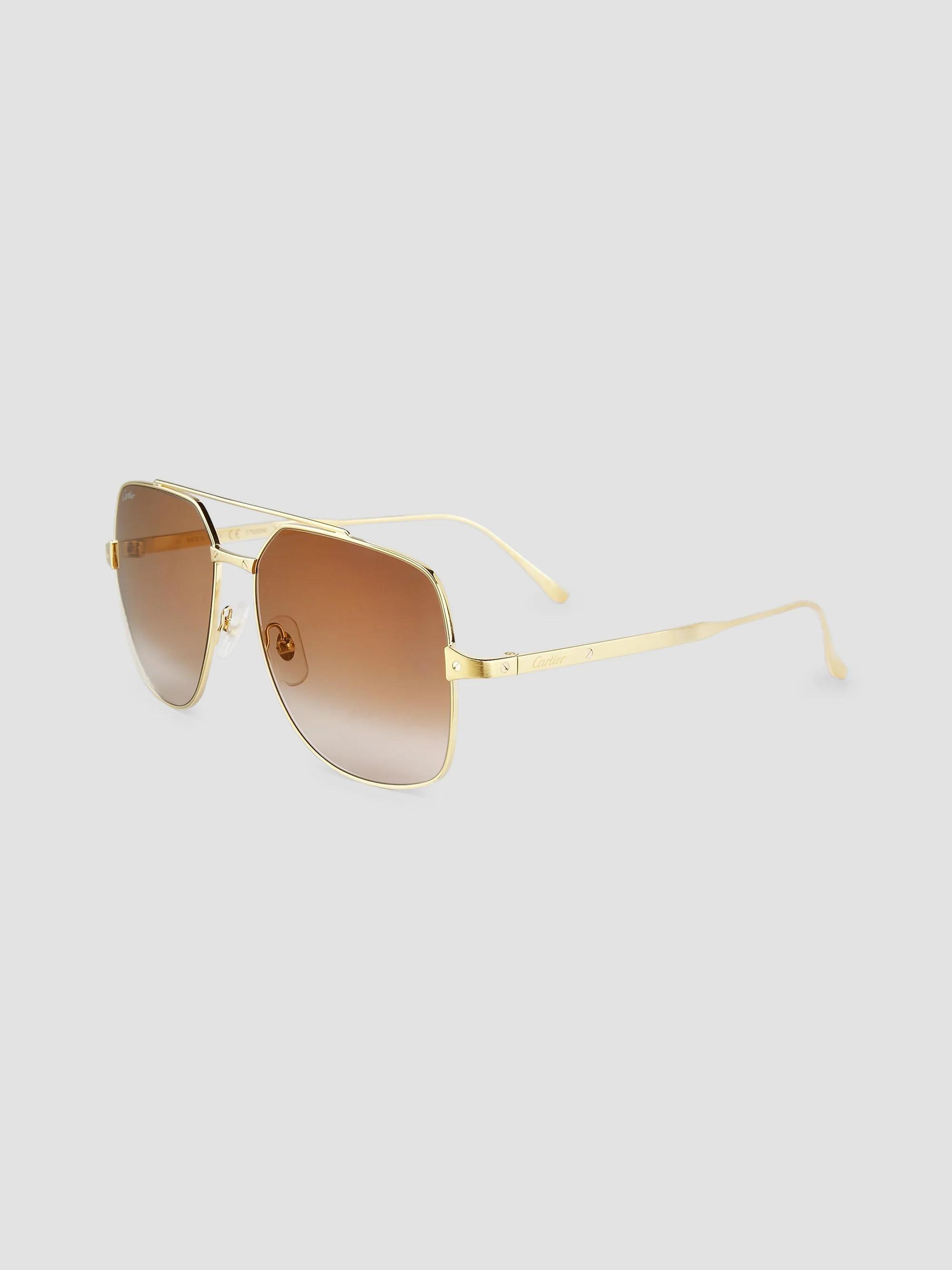 Cartier Santos De Cartier 58MM Aviator Sunglasses | Saks Fifth Avenue