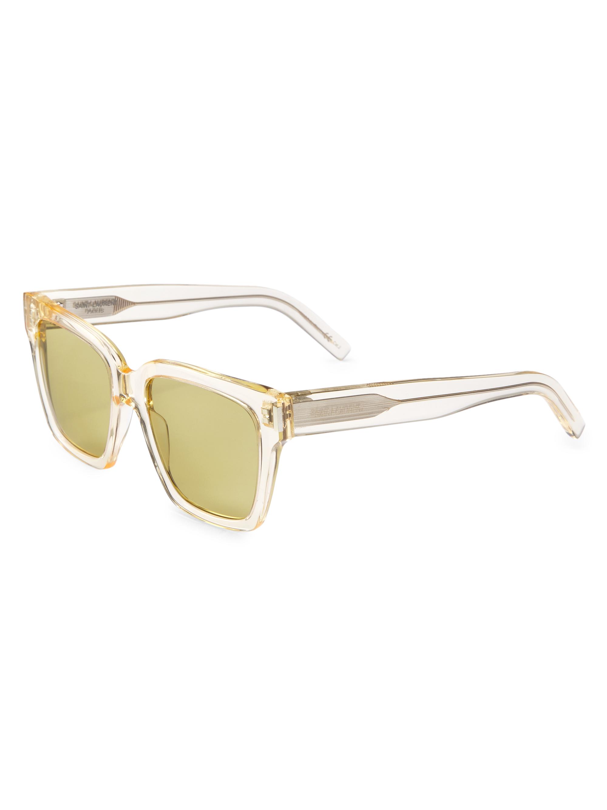 Saint Laurent Women's 54MM Rectangular Sunglasses - Yellow