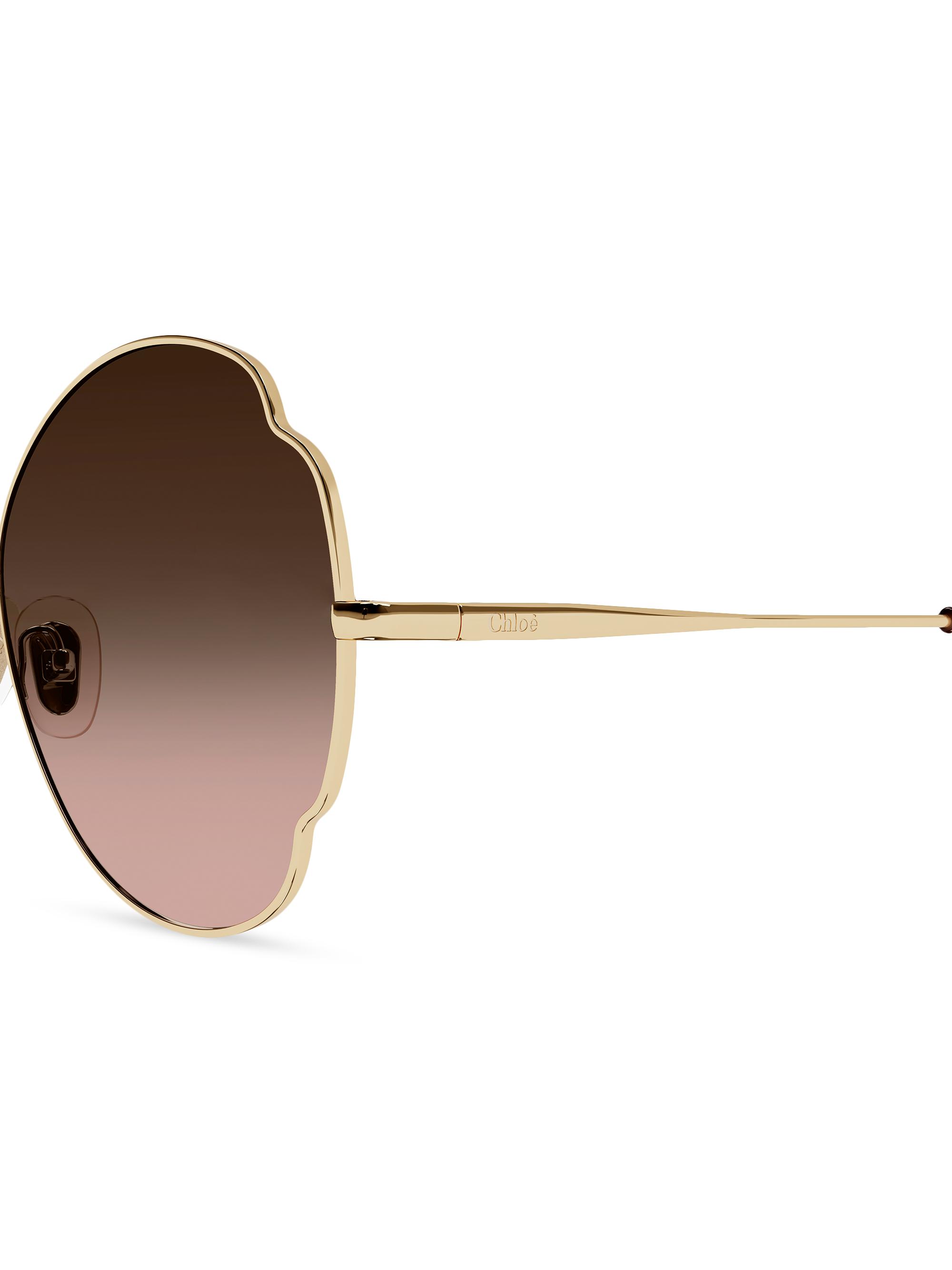 Chloe Joni Butterfly Sunglasses Preloved Chloe Joni 56 MM Butterfly Sunglasses Gold metal  main image 3