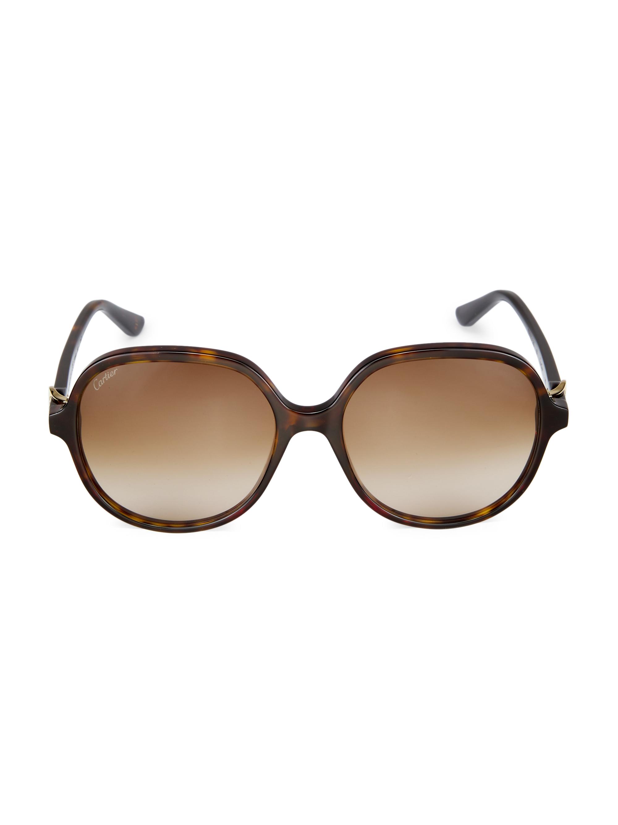 Cartier Women's Signature C 51MM Round Sunglasses - Havana