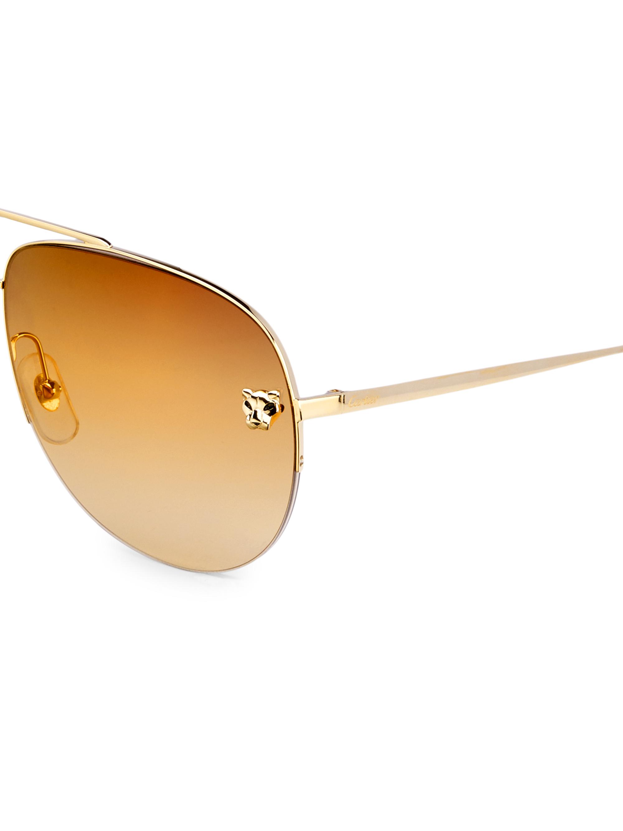 Cartier Panthère De Cartier 60MM Aviator Sunglasses | Saks Fifth