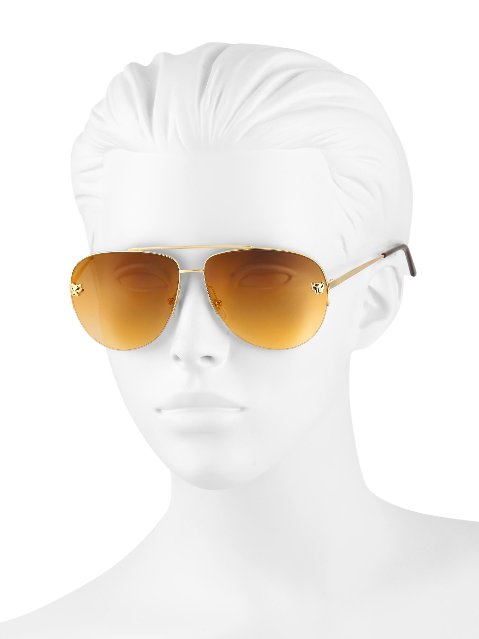 Cartier Panthère De Cartier 60MM Aviator Sunglasses | Saks Fifth