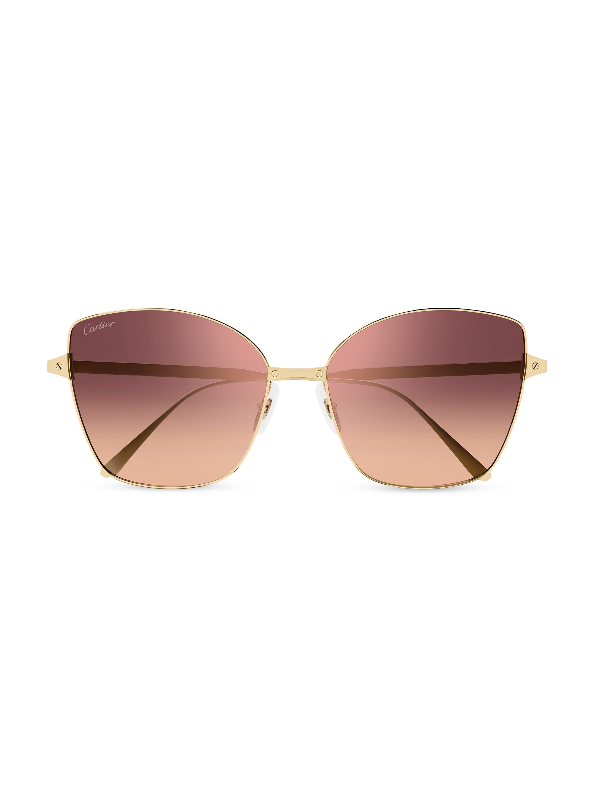 Cartier Women's Santos De  59MM Cat-Eye Sunglasses - Gold