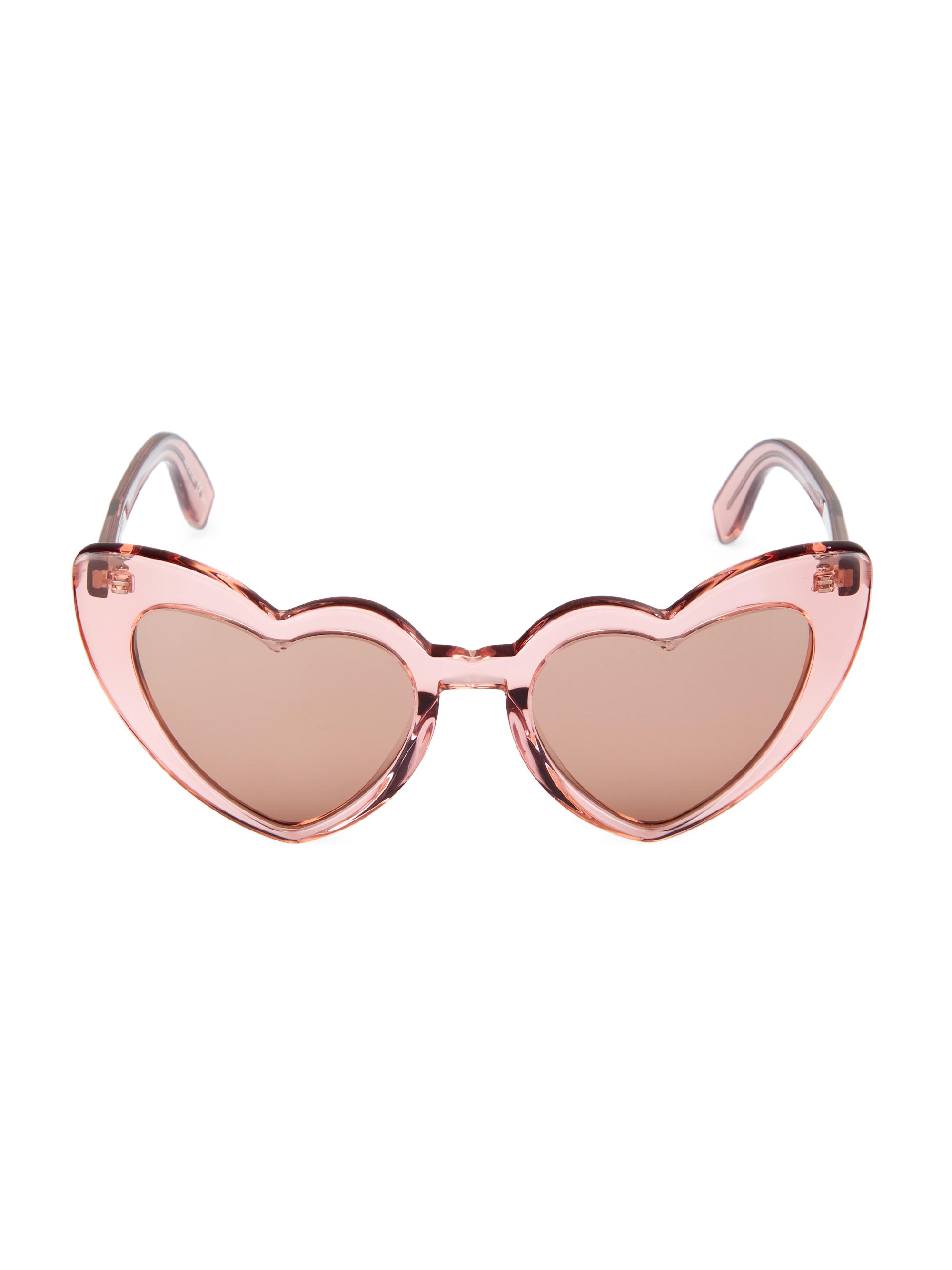 Saint Laurent Heart Shaped Pink Sunglasses. Saint Laurent Pink Tinted Heart Sunglasses main image 2
