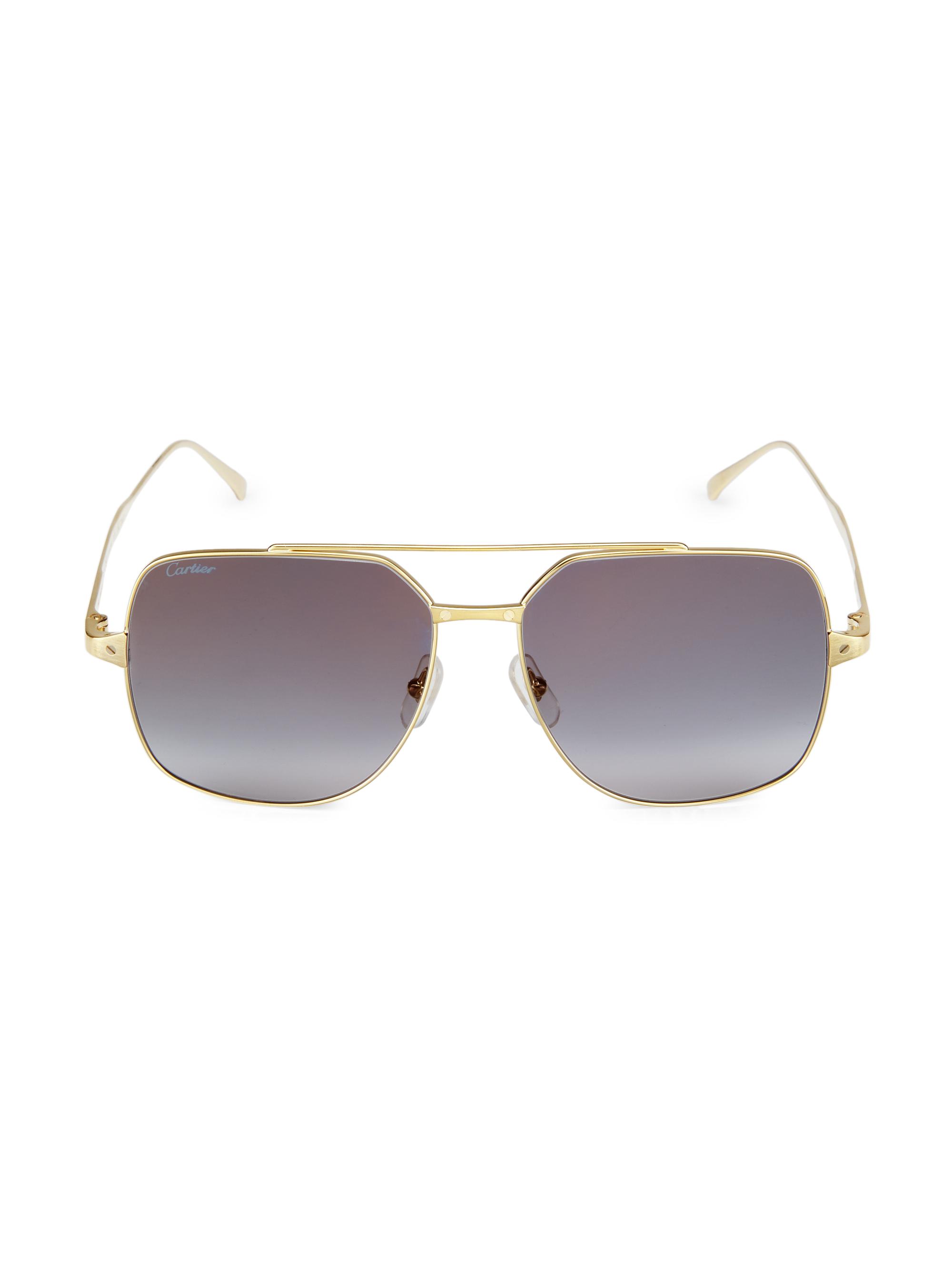 Cartier Women's Santos De  57MM Square Sunglasses - Gold