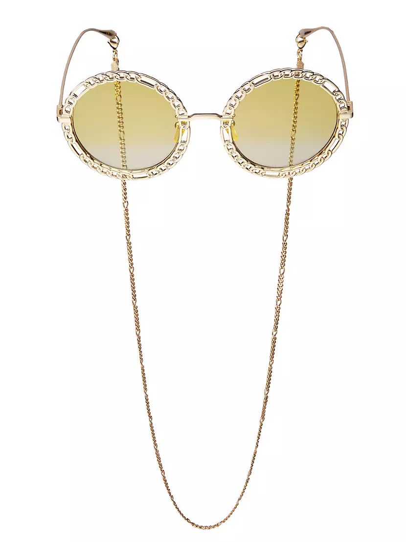 Shop Gucci Outstanding Chain 53MM Round Sunglasses