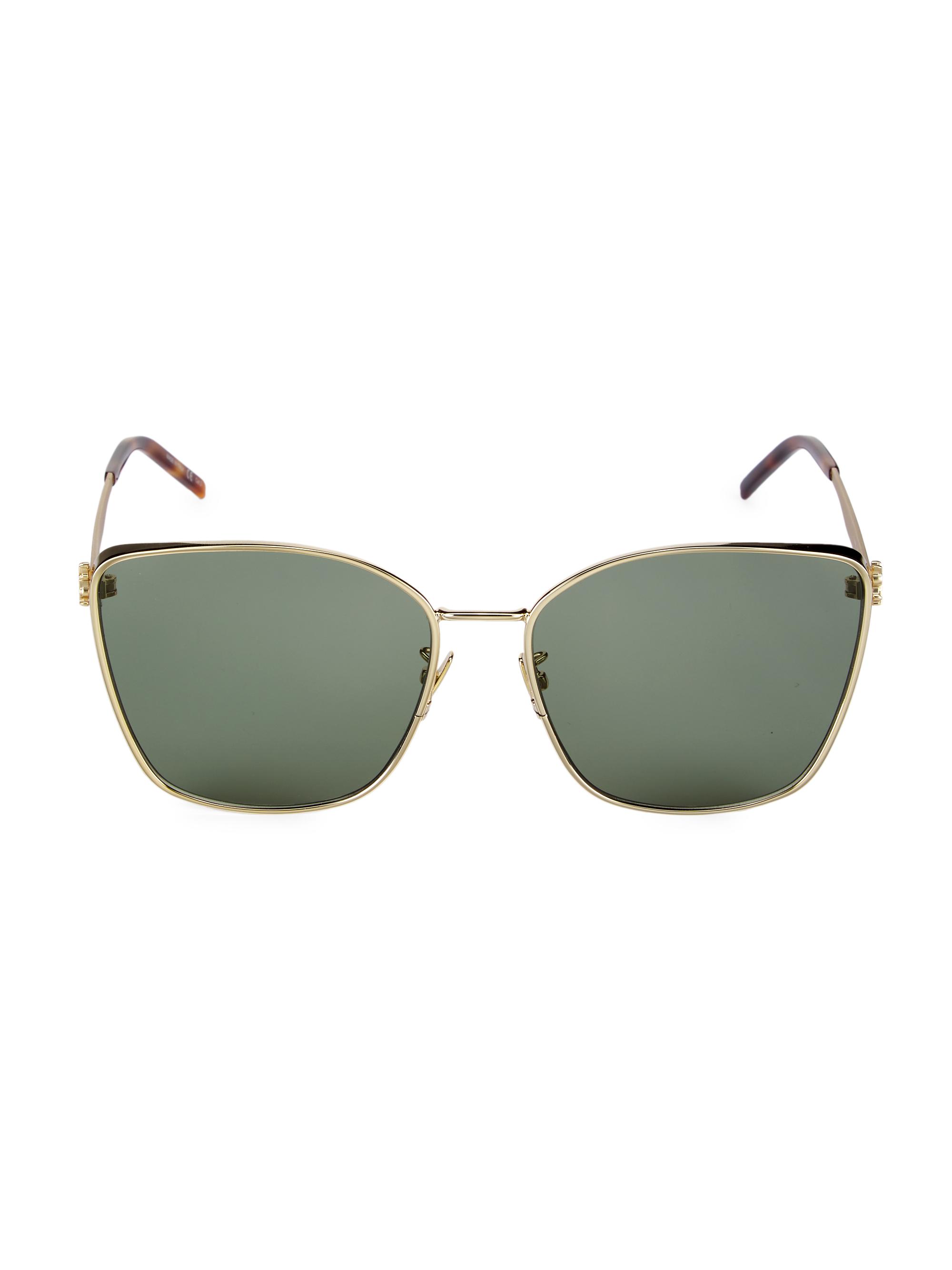 Saint Laurent Women's Monogram Metal Spoiler 62MM Cat-Eye Sunglasses - Gold
