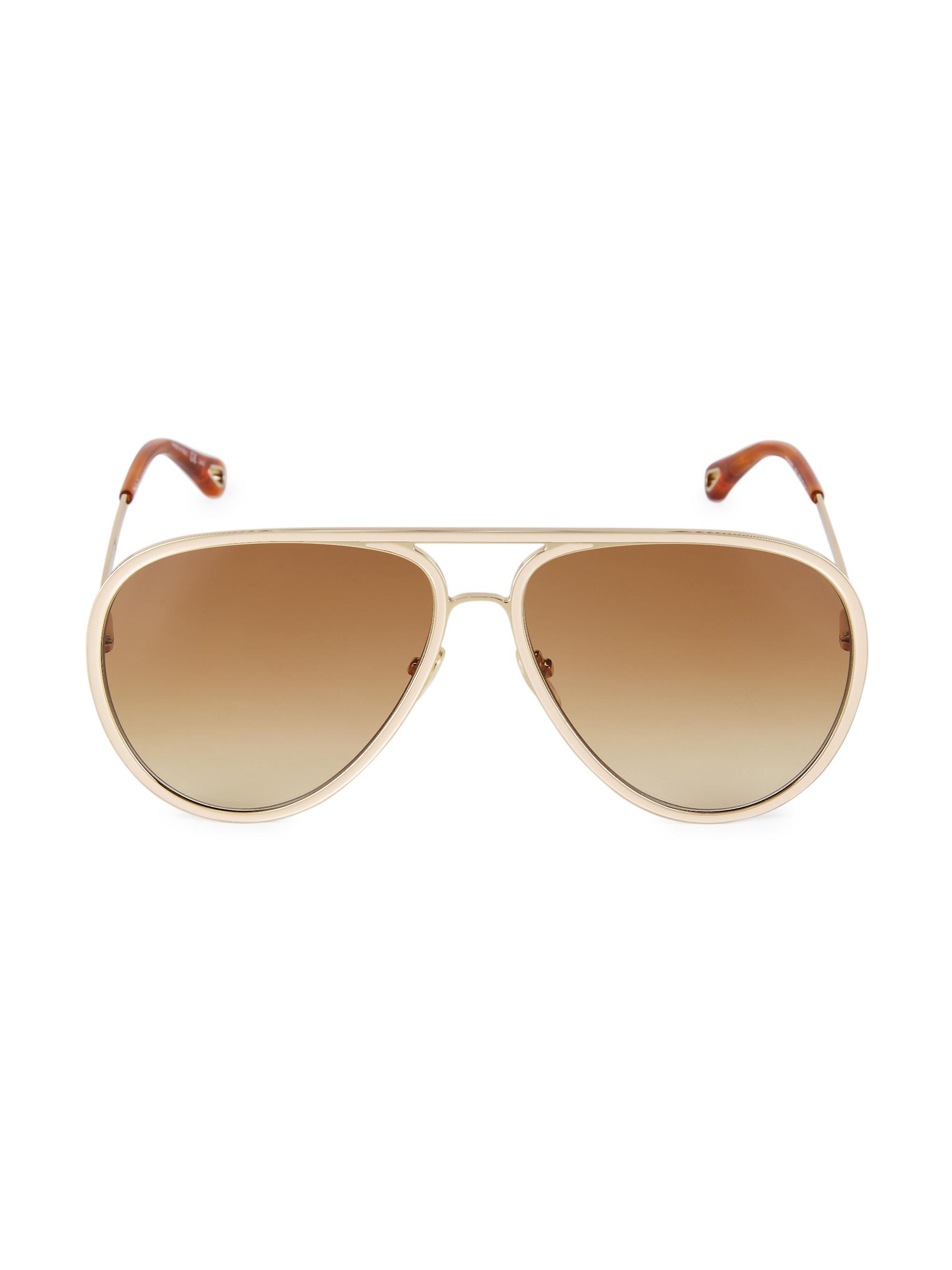 Chloé Women's Vitto 63MM Aviator Sunglasses - Gold