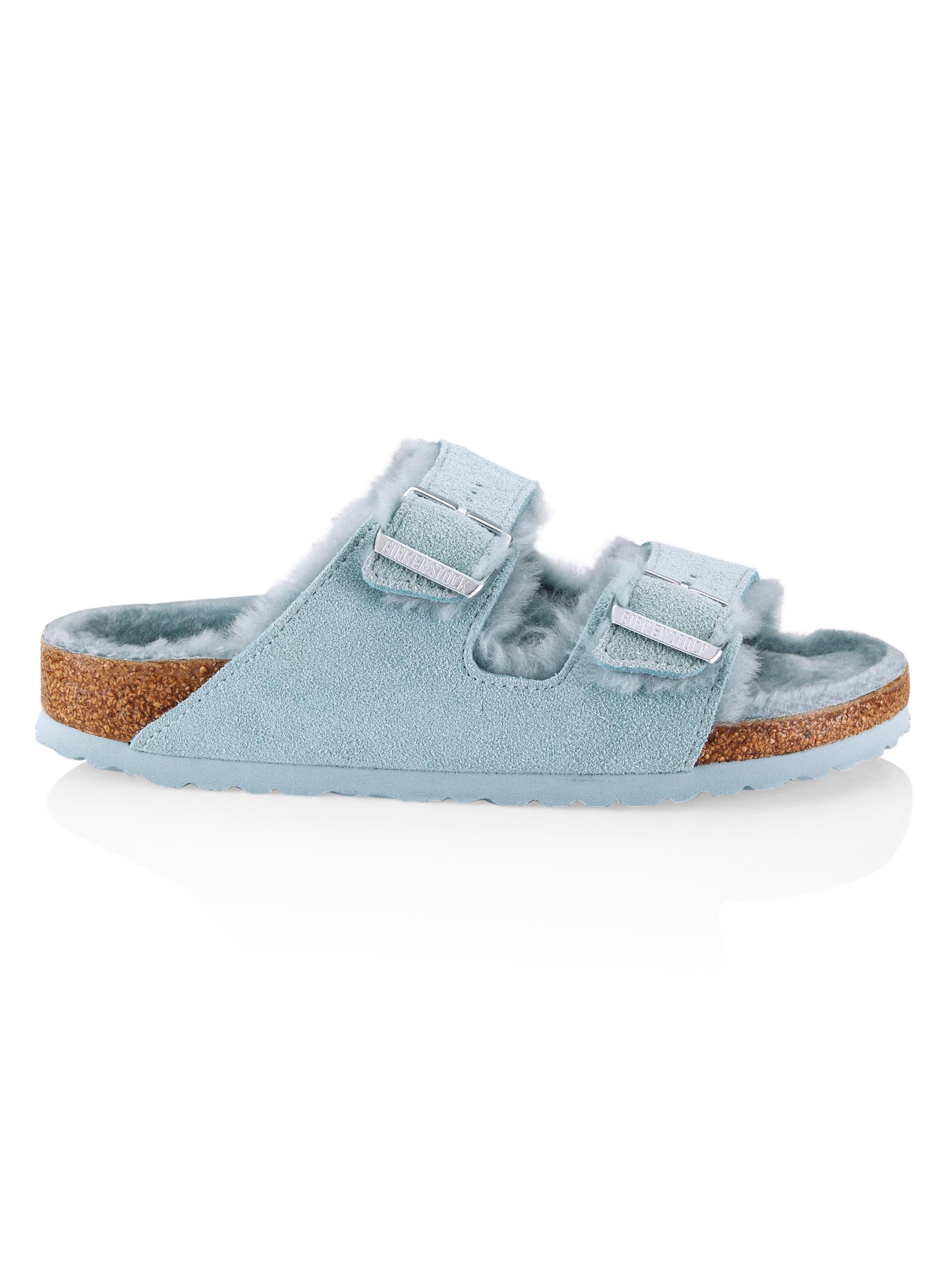 birkenstock arizona shearling light blue