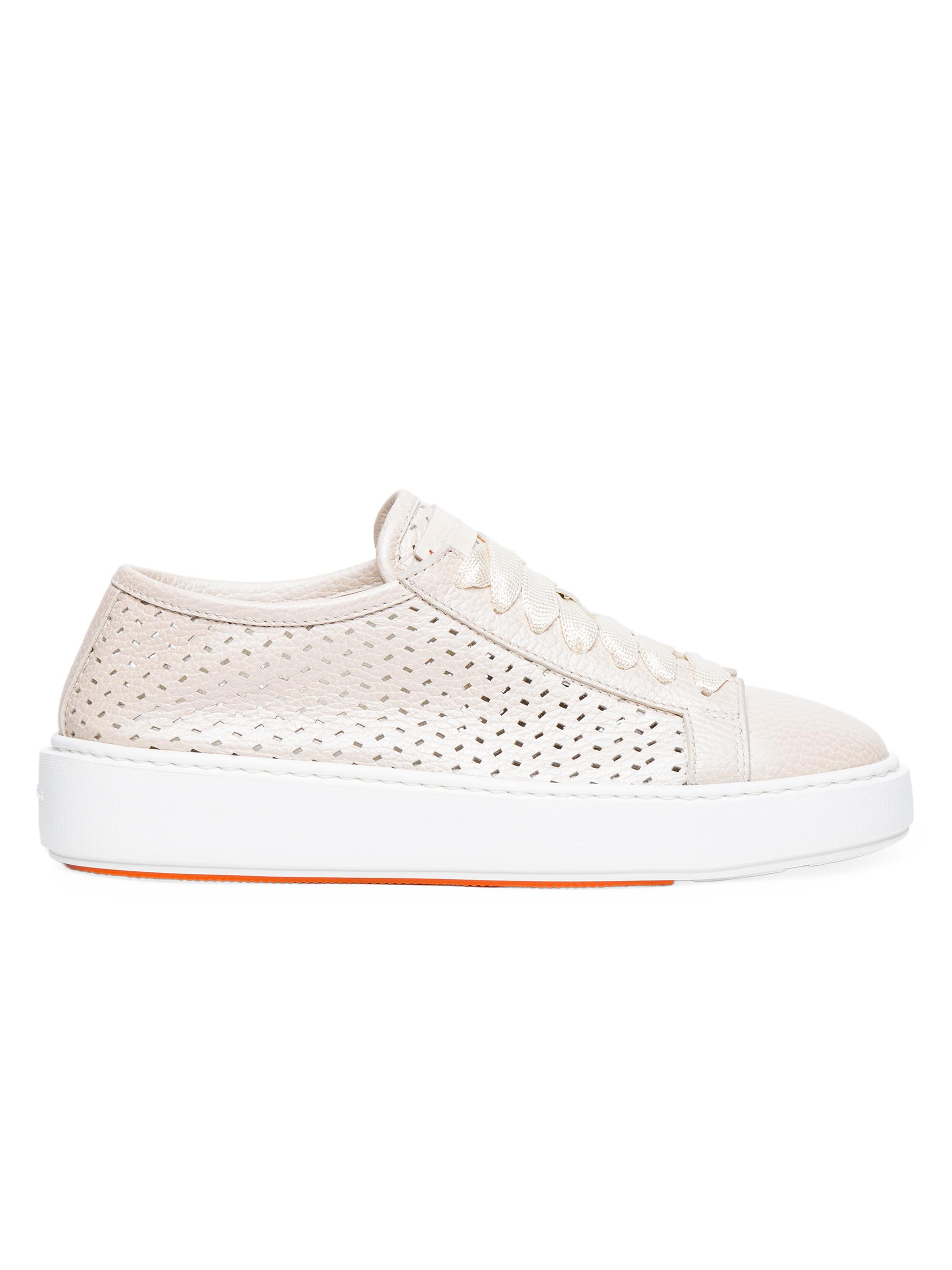 Santoni Women's Laser Cut Low-Top Sneakers - Beige