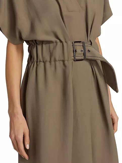 BRUNELLO CUCINELLI, Khaki Women's Midi Dress