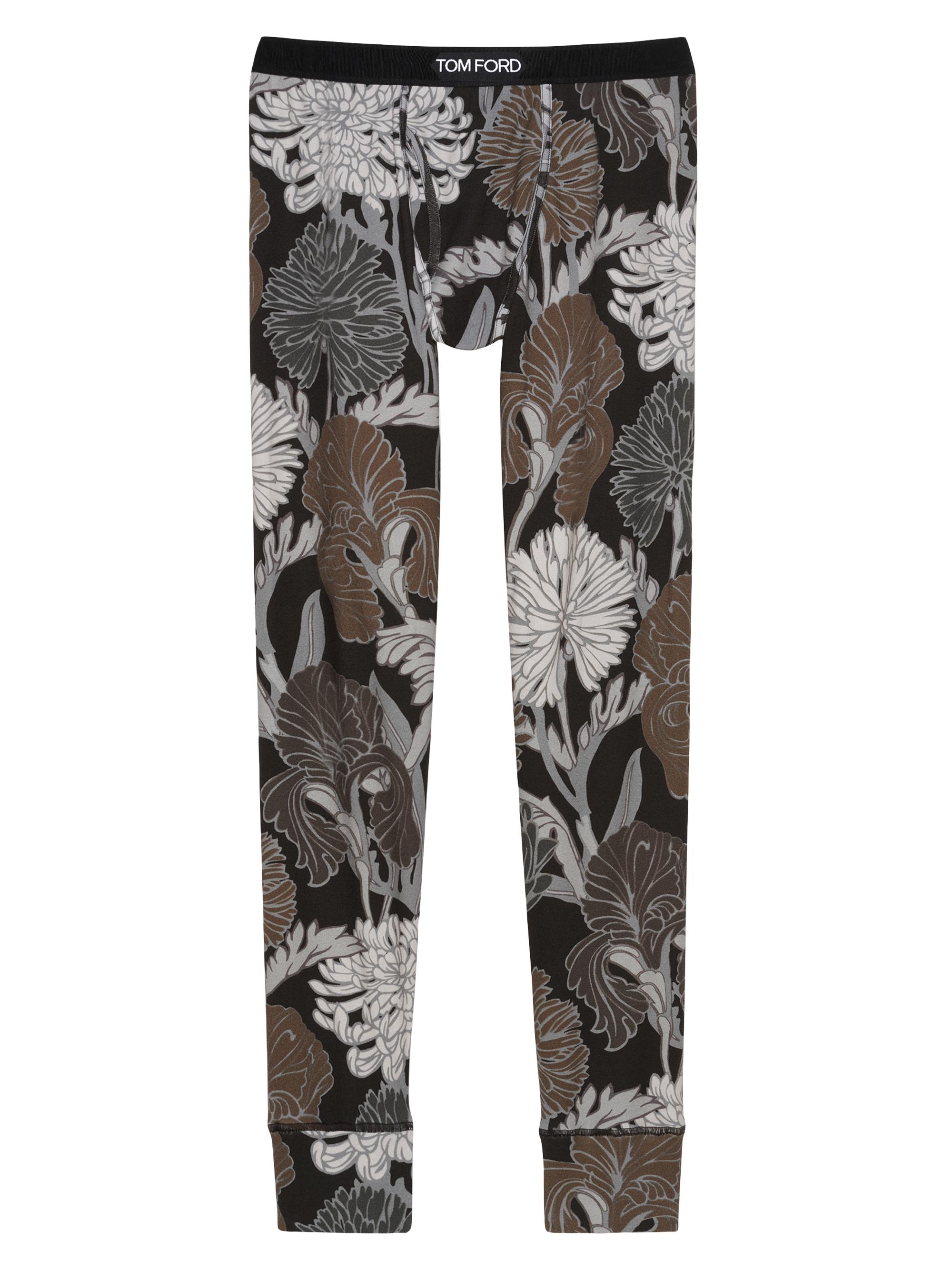 TOM FORD Men's Acid Floral Print Jersey Long Johns - Slate