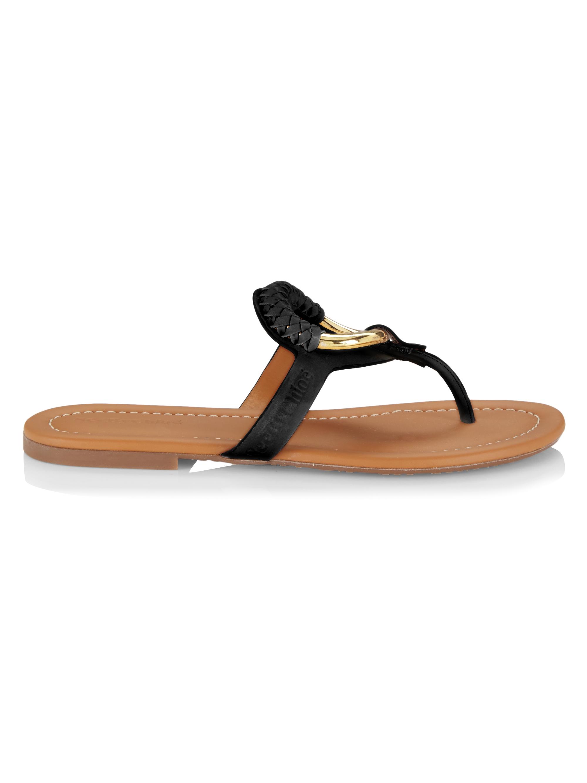 See by Chloé Women's Hana Leather Flat Sandals - Black