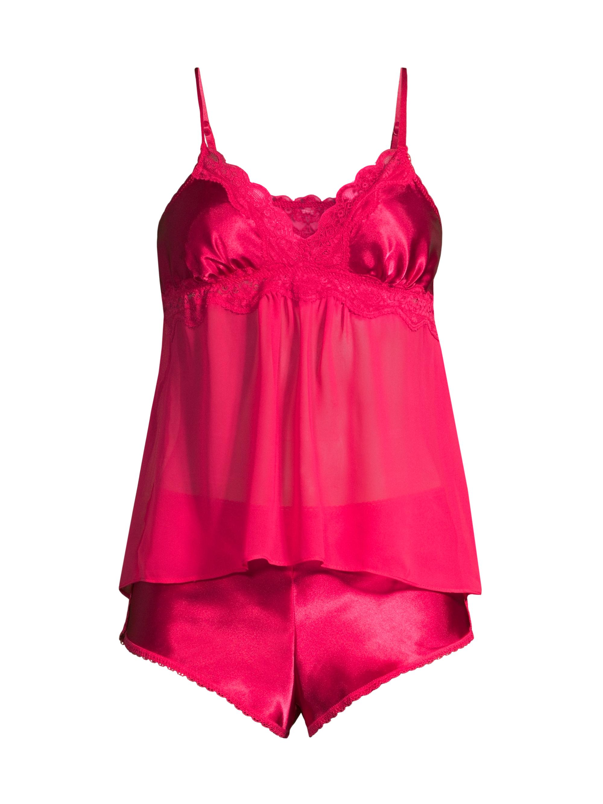In Bloom Women's 2-Piece Satin Camisole & Shorts Set - Bright Red