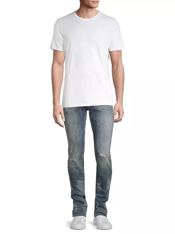 Mens Ripped Slim Ankle Zipper Jeans Stretch Pants : : Clothing,  Shoes & Accessories