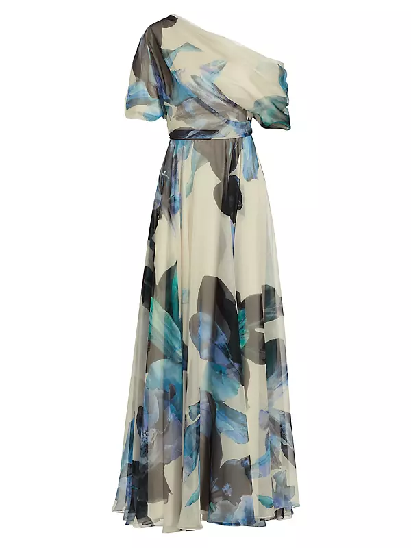 Floral Print Flutter Sleeve Chiffon Dress – Mac Duggal
