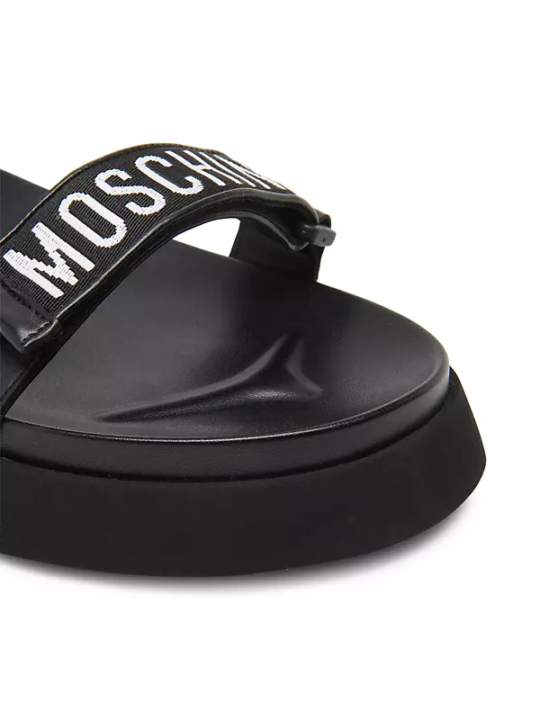 Moschino logo-print Pool Slides Black