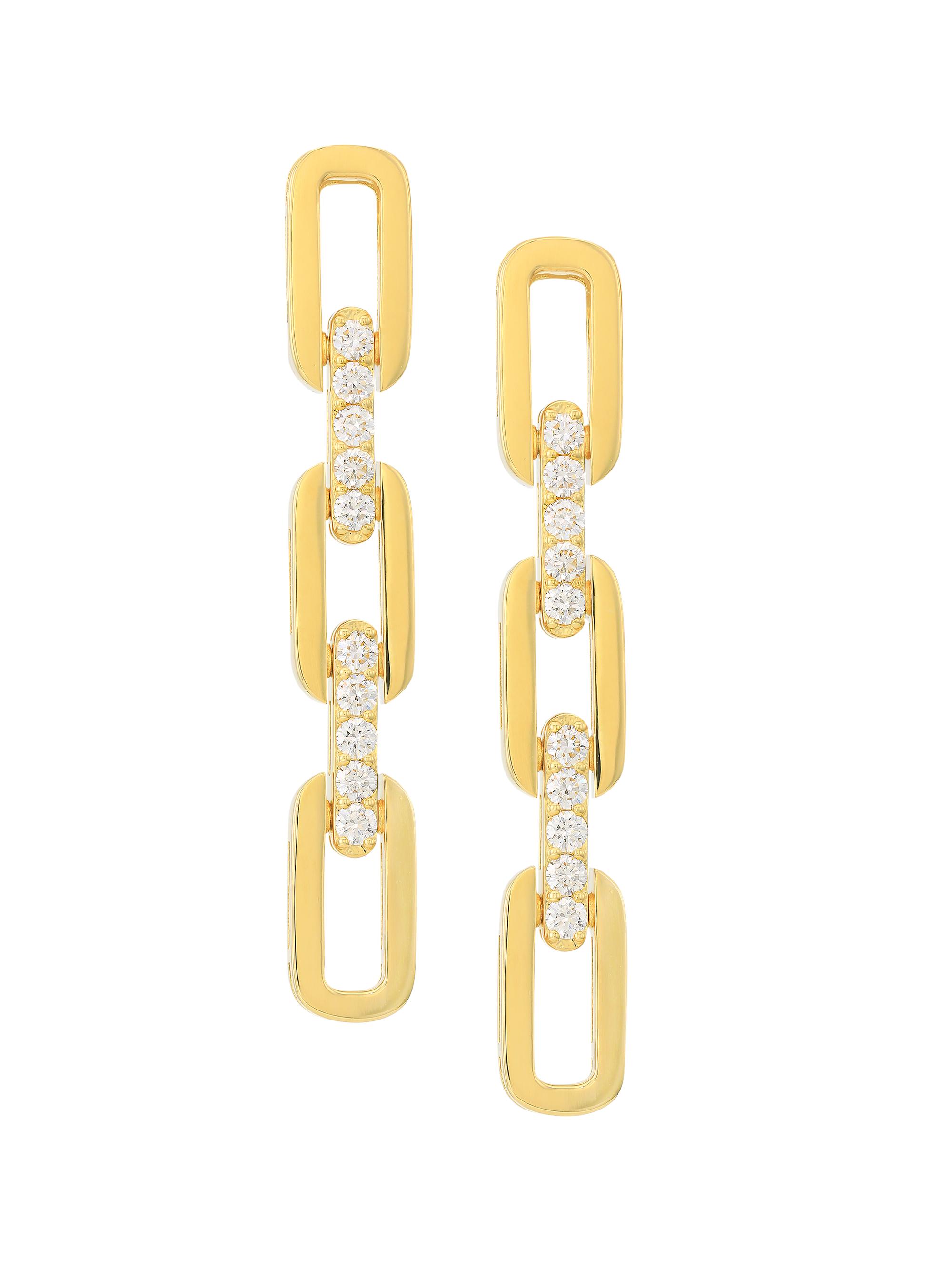 Roberto Coin Women's Navarra 18K Yellow Gold & Diamond Triple-Link Drop Earrings - Yellow Gold