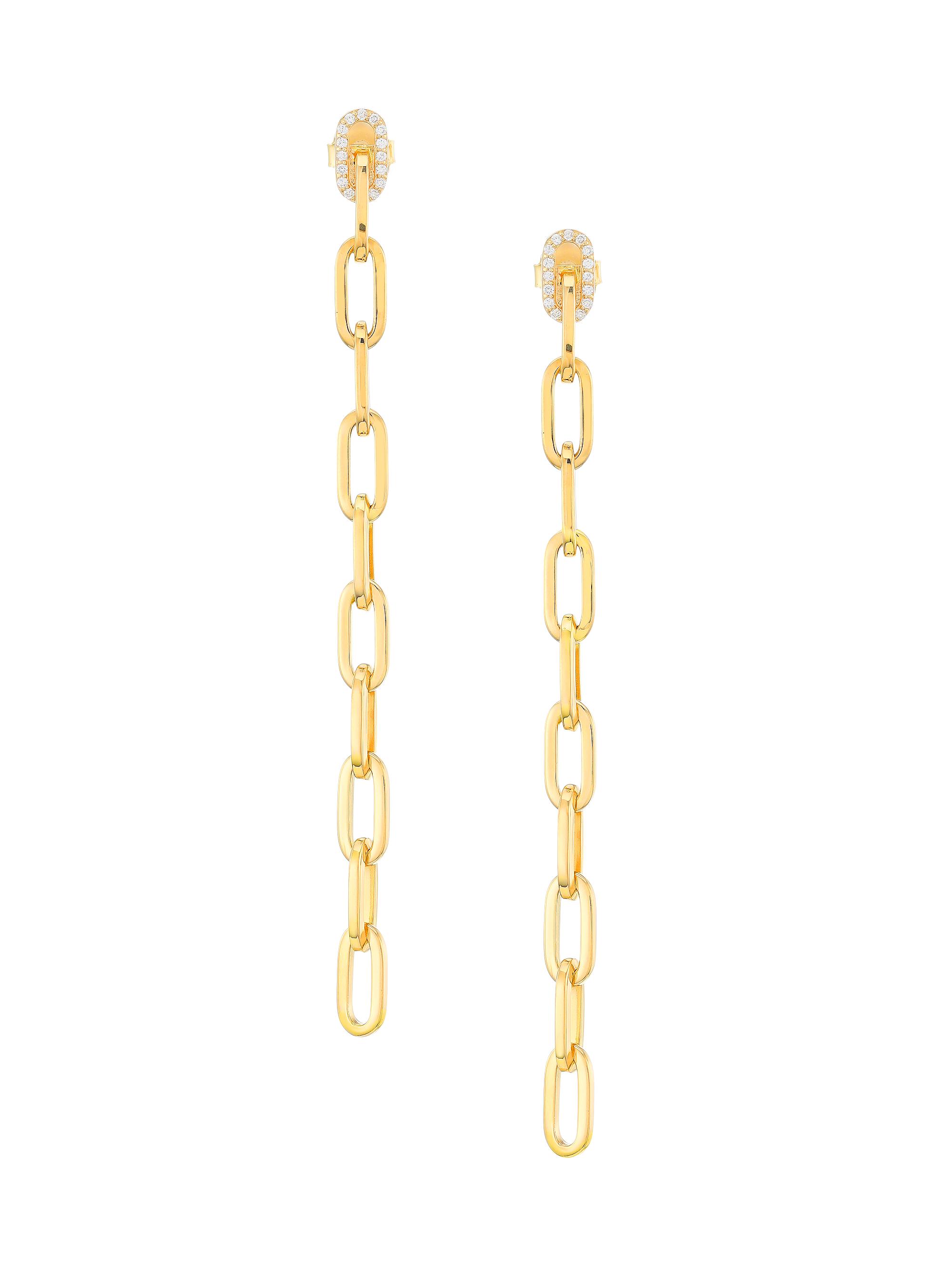 Roberto Coin Women's Navarra 18K Yellow Gold & 0.21 TCW Diamond Long Chain Drop Earrings - Yellow Gold