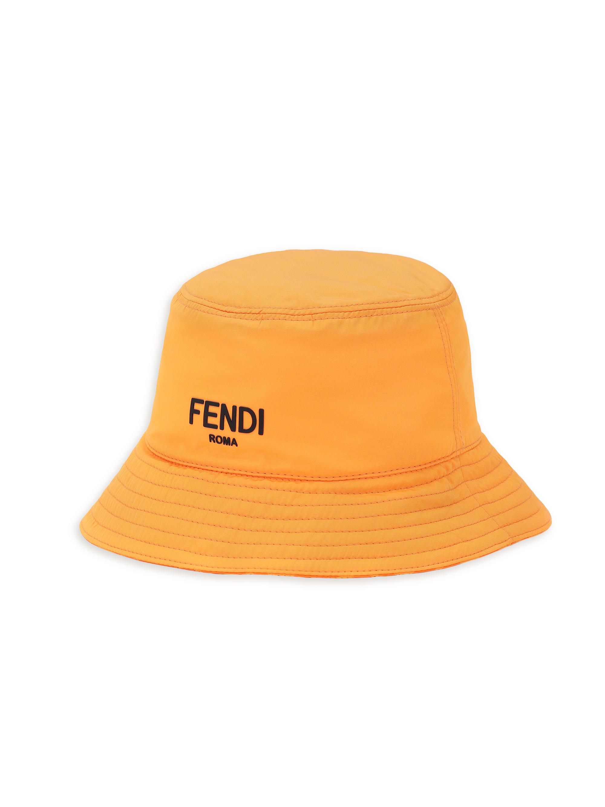 Fendi Embroidered Logo Canvas Bucket Hat - Orange