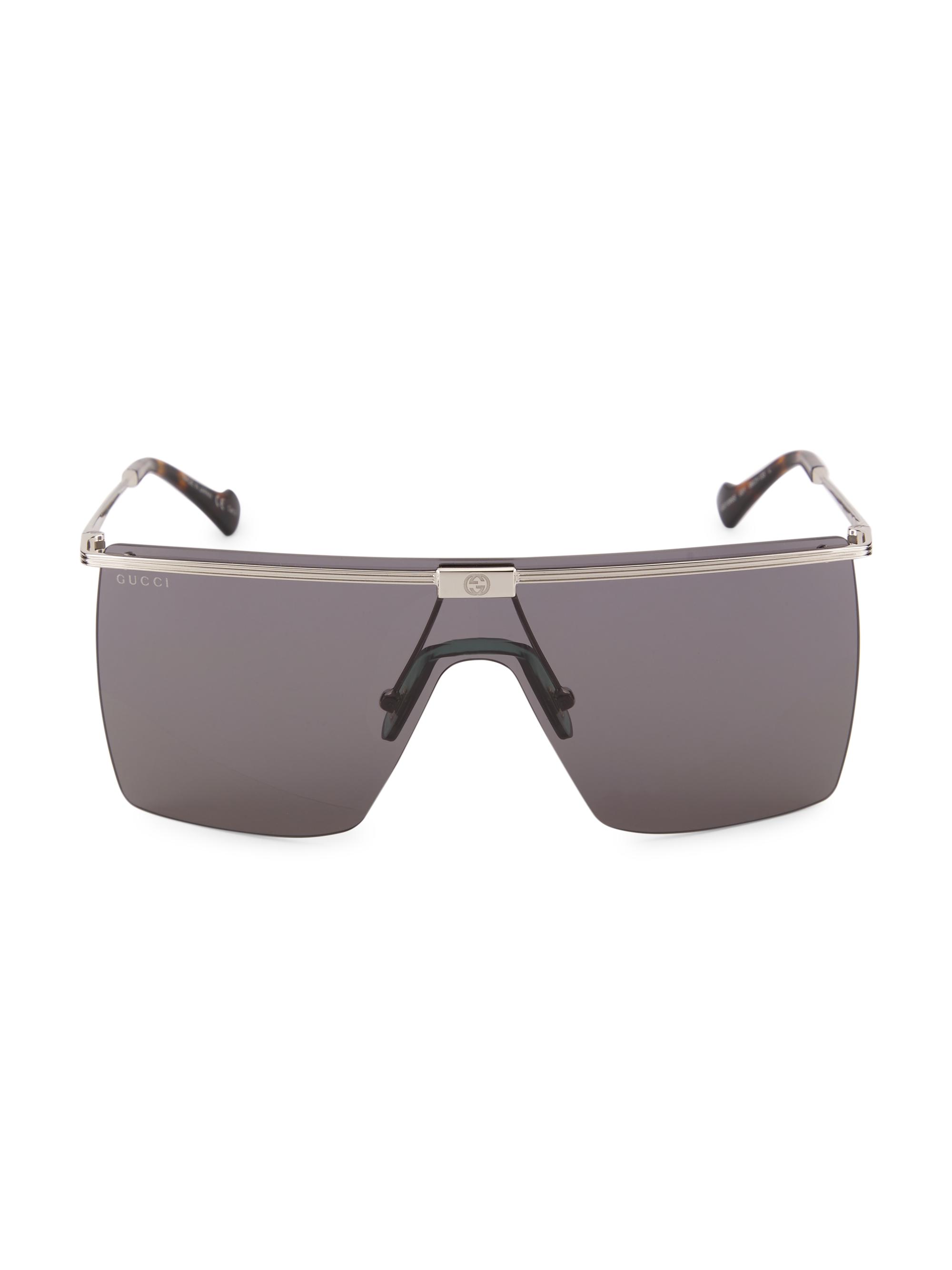 Gucci Men's Web 99MM Shield Sunglasses - Silver