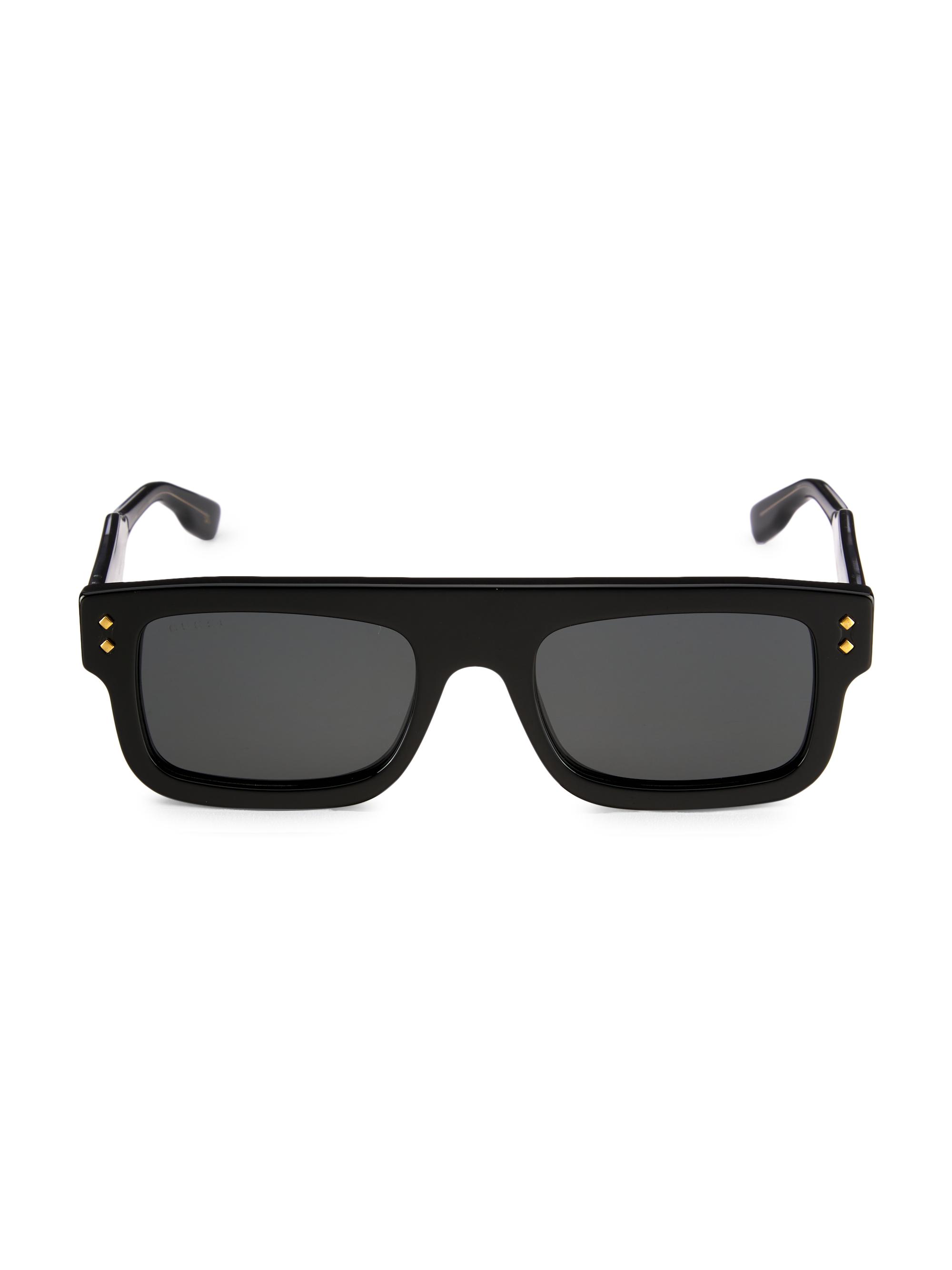 Gucci Men's  Logo 53MM Rectangular Sunglasses - Black