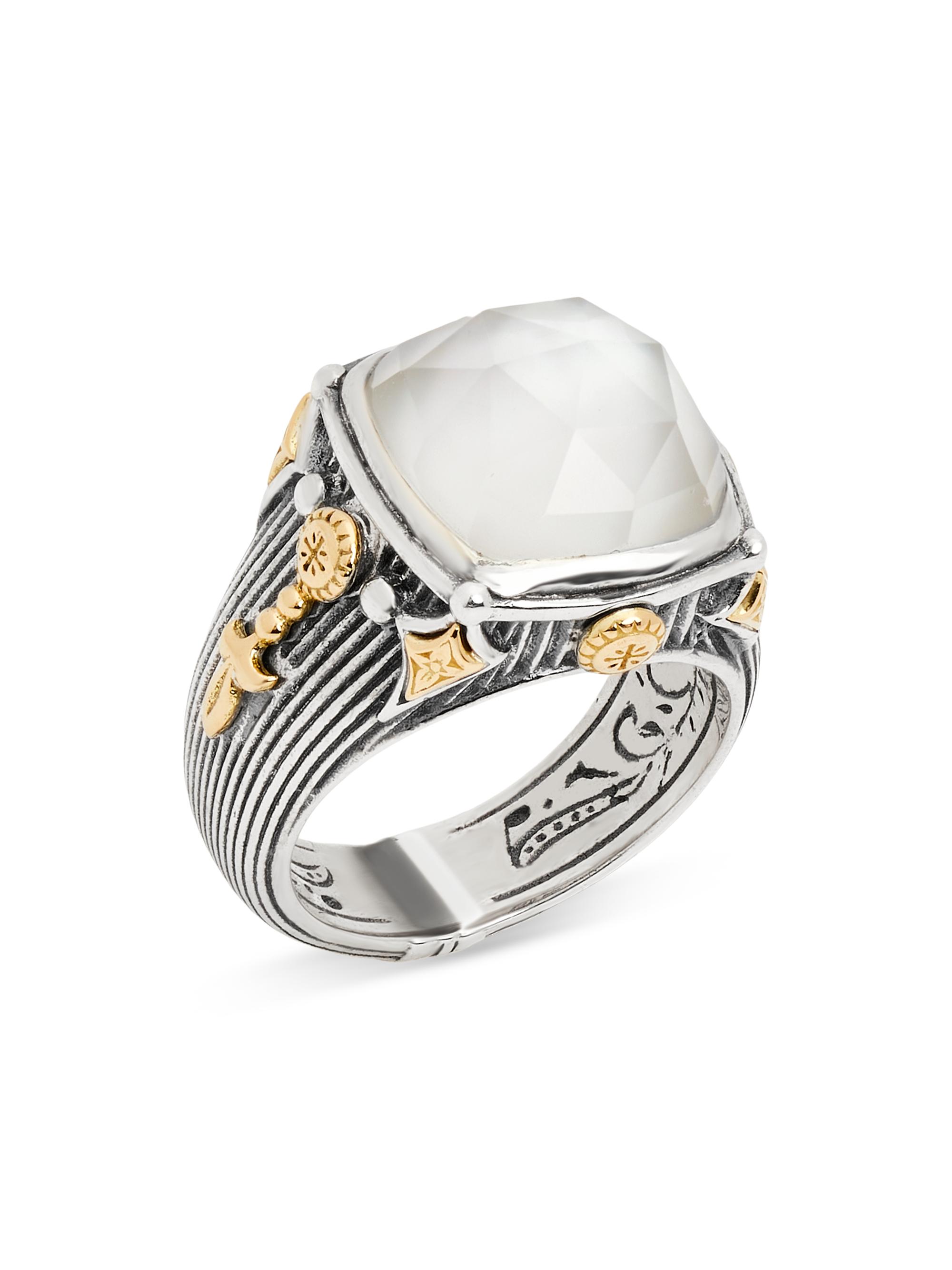 Konstantino Women's Delos 2.0 Mirage 18K Gold, Sterling Silver & Mother-Of-Pearl Ring