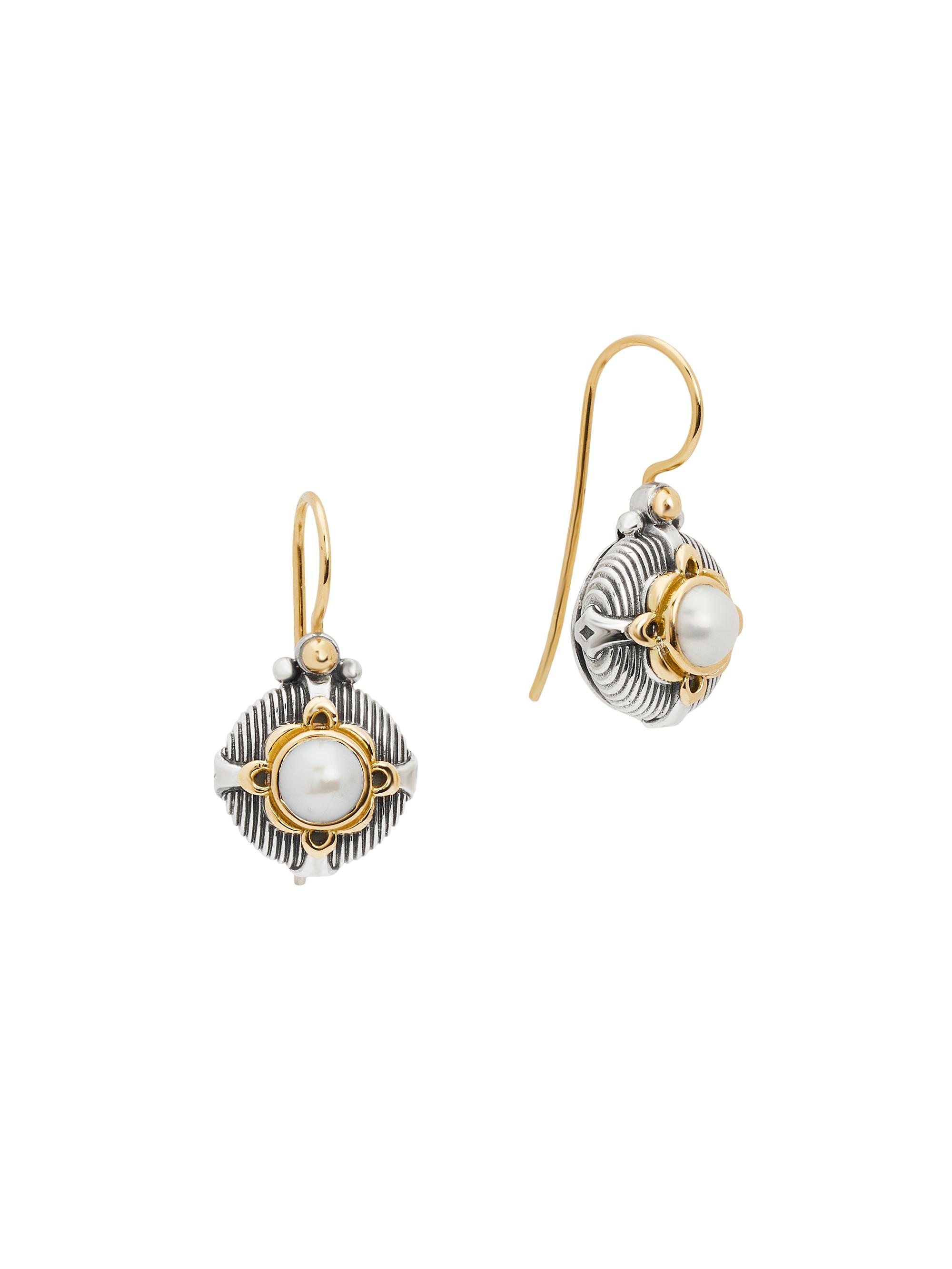 Konstantino Women's Delos 2.0 Bloom Core 18K Yellow Gold, Sterling Silver, & 4-5MM Cultured Freshwater Pearl Drop Earrings