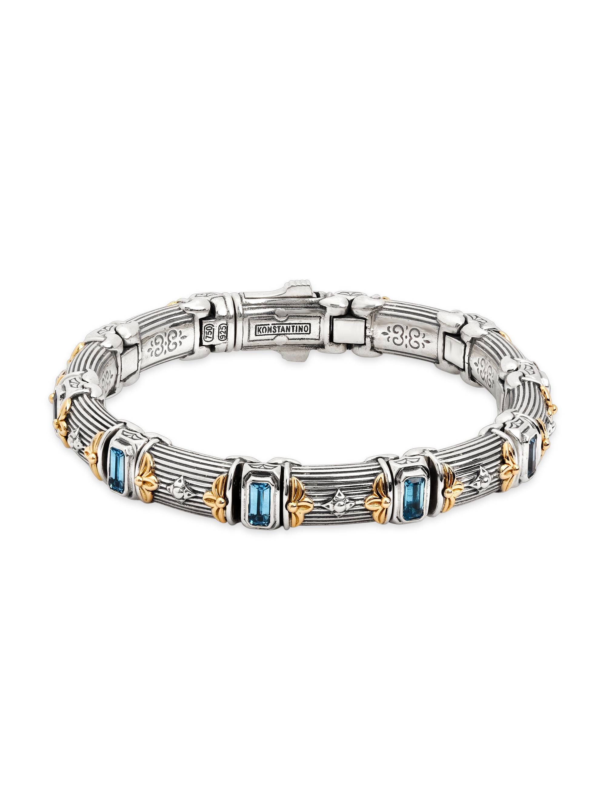 Konstantino Women's Delos 2.0 Doric 18K Gold, Sterling Silver & Blue Topaz Bracelet
