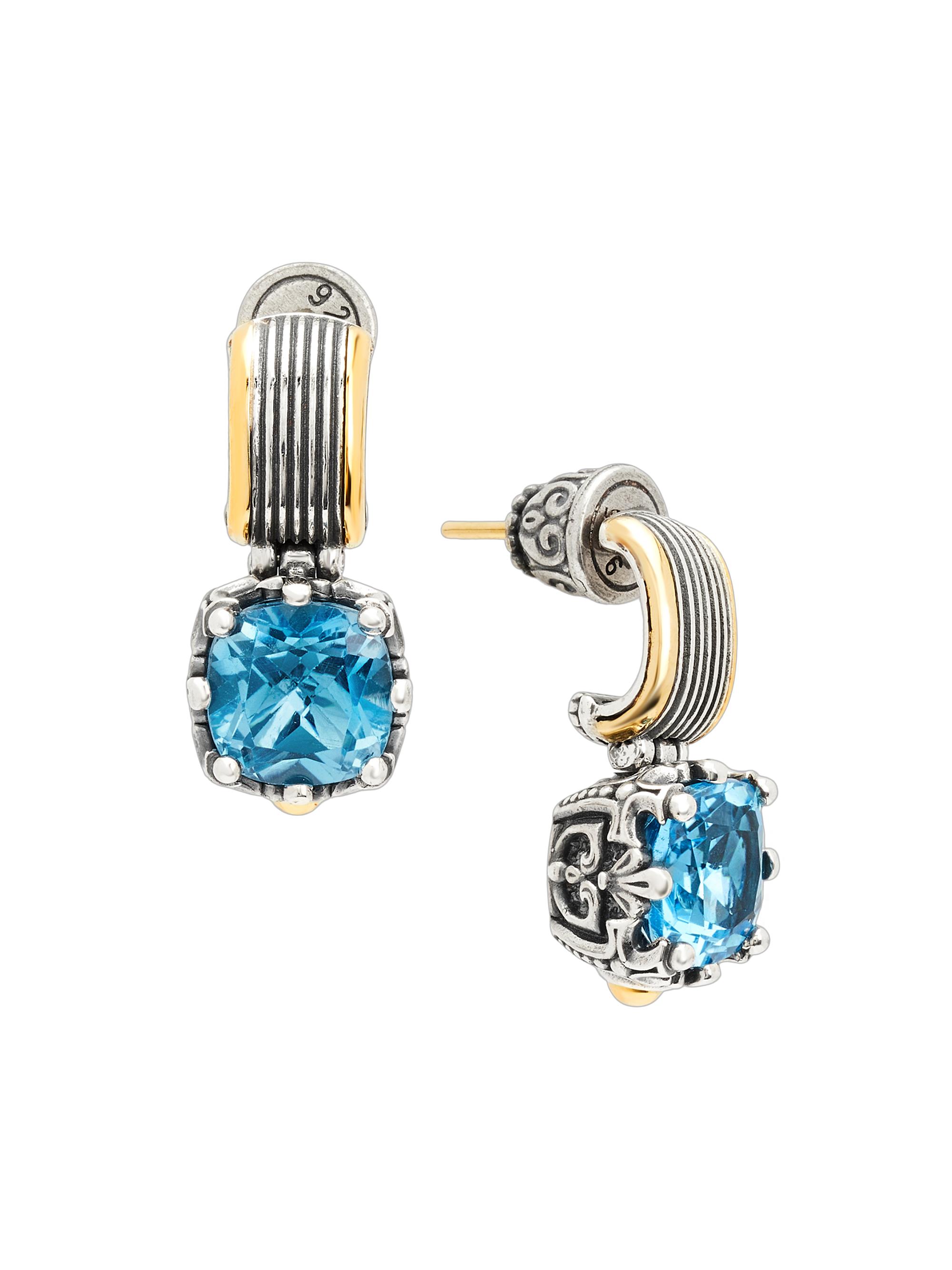 Konstantino Women's Delos 2.0 Utopia 18K Gold, Sterling Silver & Blue Topaz Drop Earrings