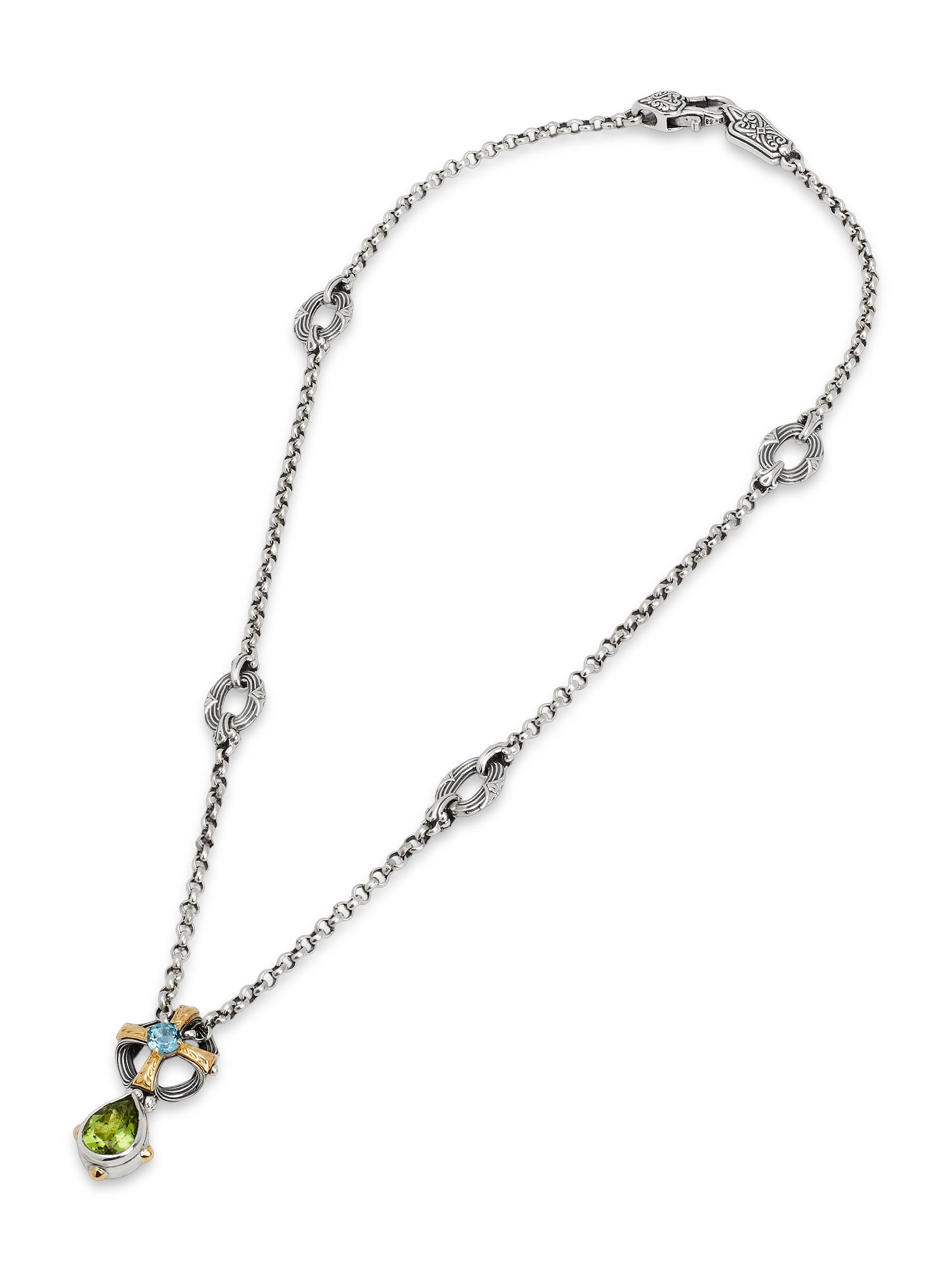 Konstantino Women's Delos 2.0 Hallmark 18K Gold, Sterling Silver, Blue Topaz & Peridot Pendant Necklace