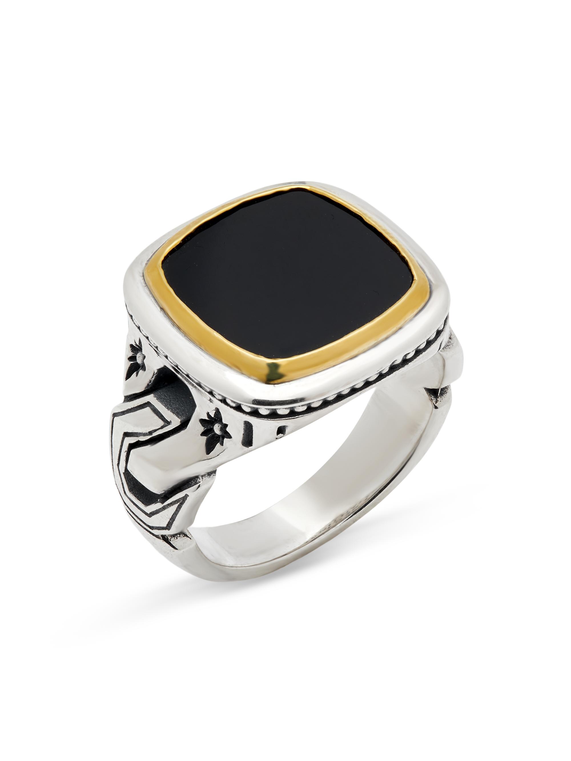 Konstantino Men's Orion Eos Sterling Silver, Bronze & Onyx Ring