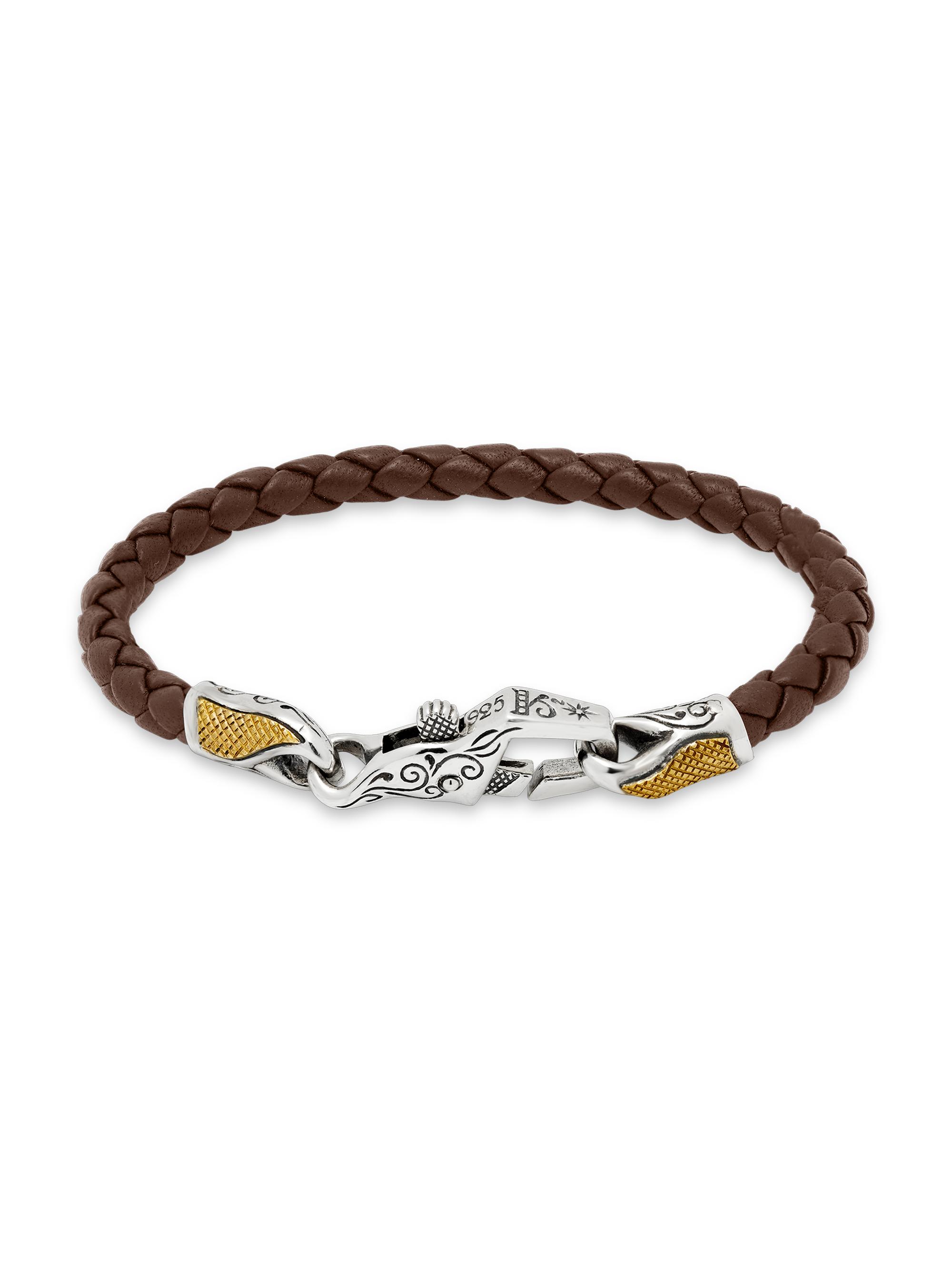 Konstantino Women's Perseus Sterling Silver & Bronze Woven Leather Classics Bracelet