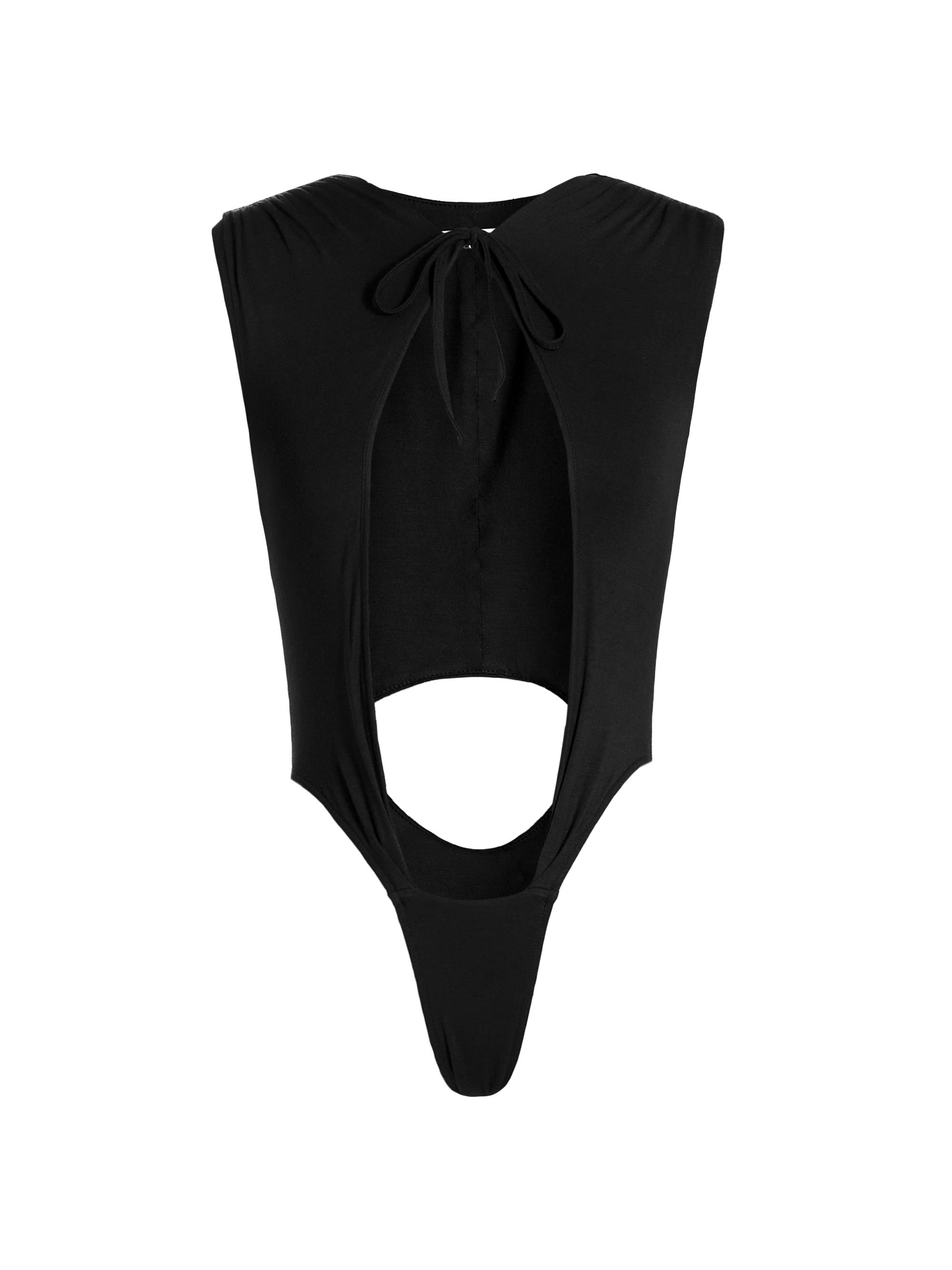 LaQuan Smith Women's Self-Tie Cut-Out Bodysuit - Black