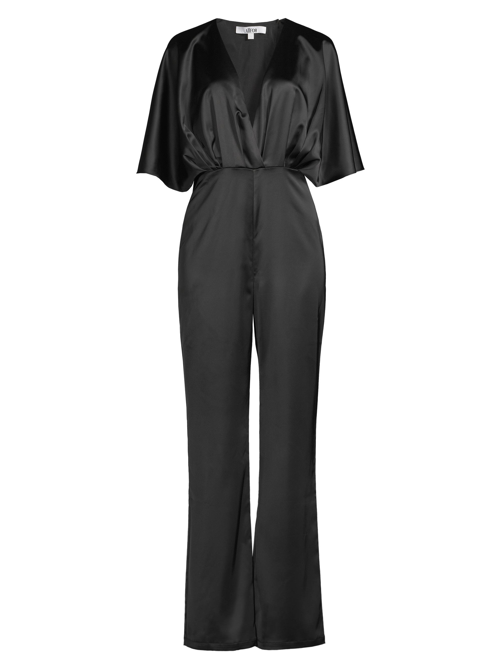 Aiifos Women's Amal Satin Flare-Leg Jumpsuit - Black