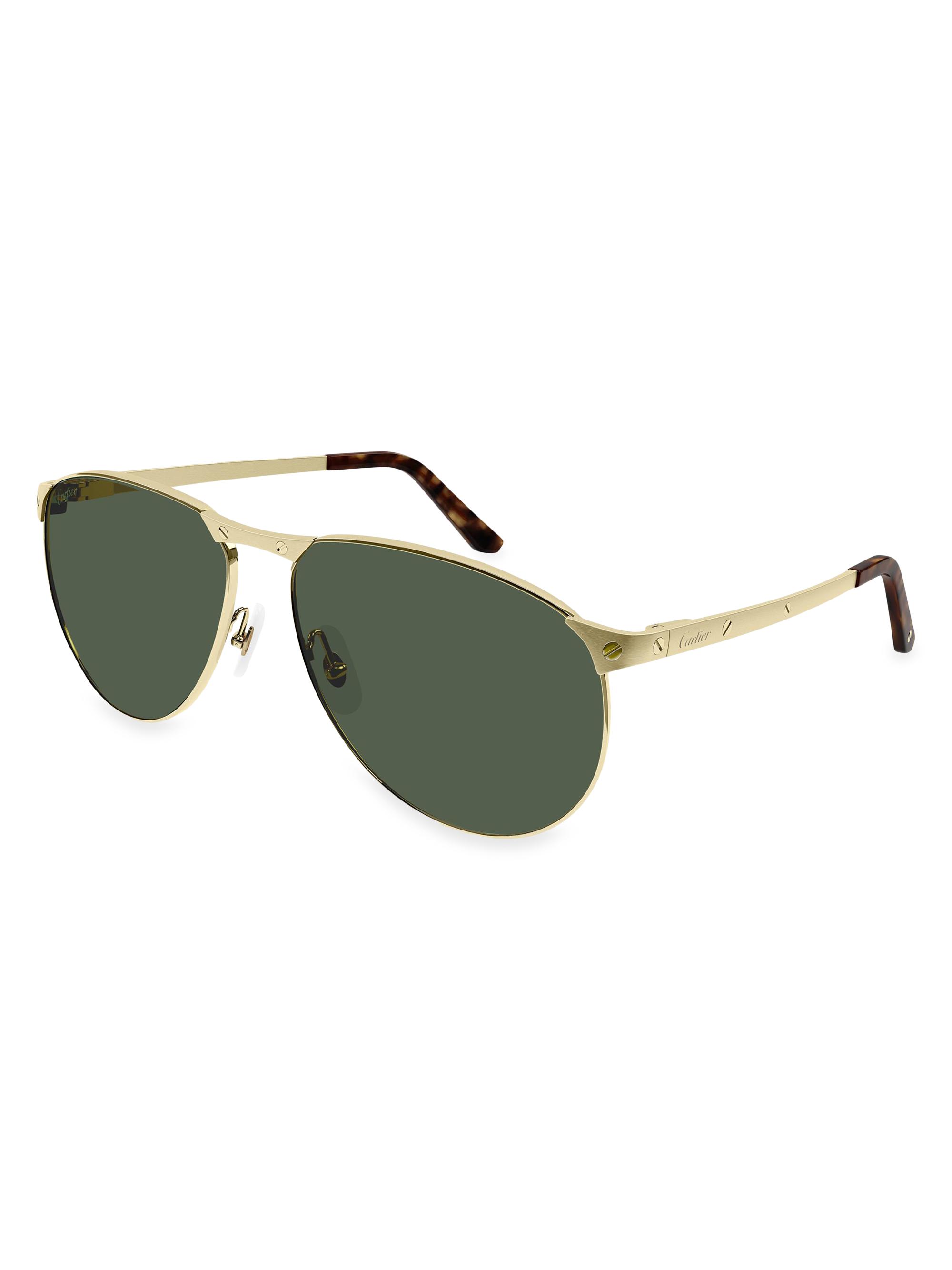 Cartier Men's Santos de  62MM Aviator Sunglasses - Gold