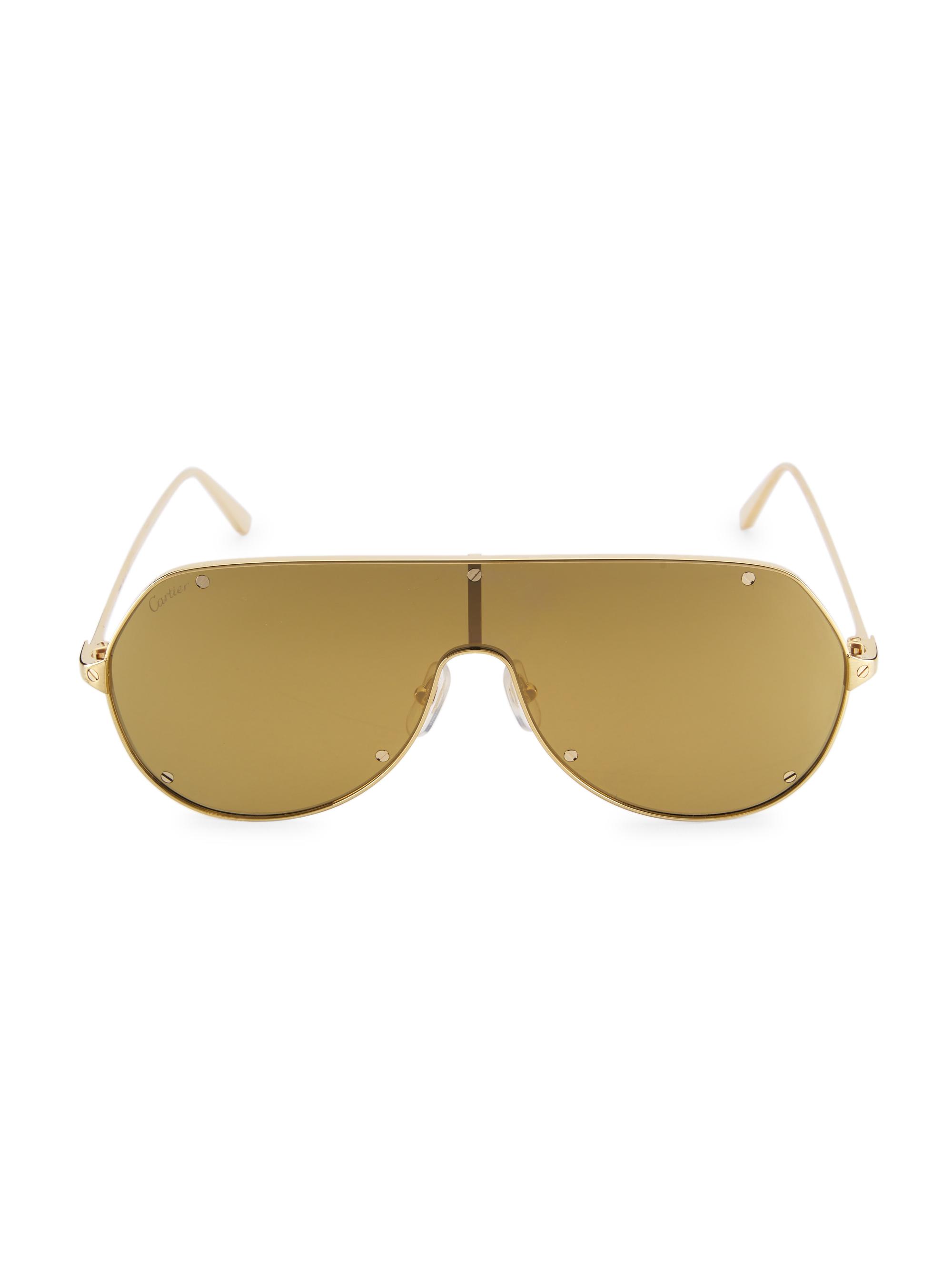 Cartier Men's Santos De  Ct0324s-001 99MM Sunglasses - Gold Brown