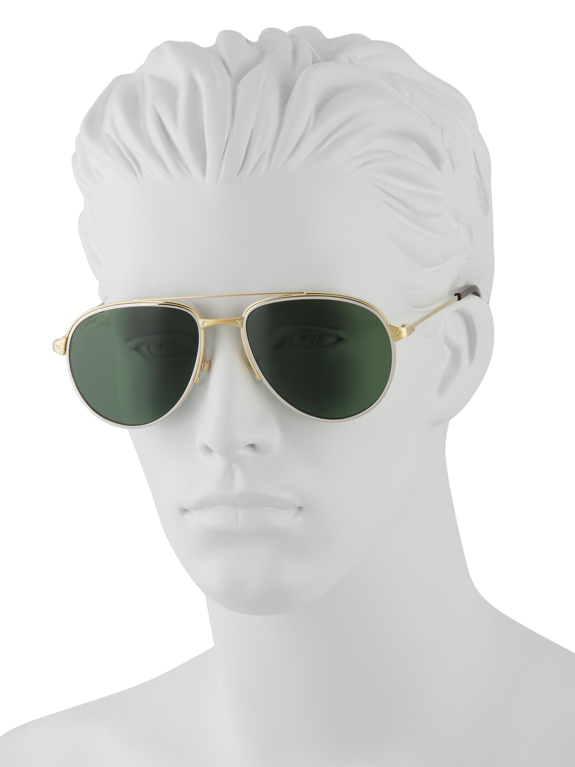 Shop Cartier Santos De Cartier 59MM Aviator Sunglasses | Saks 
