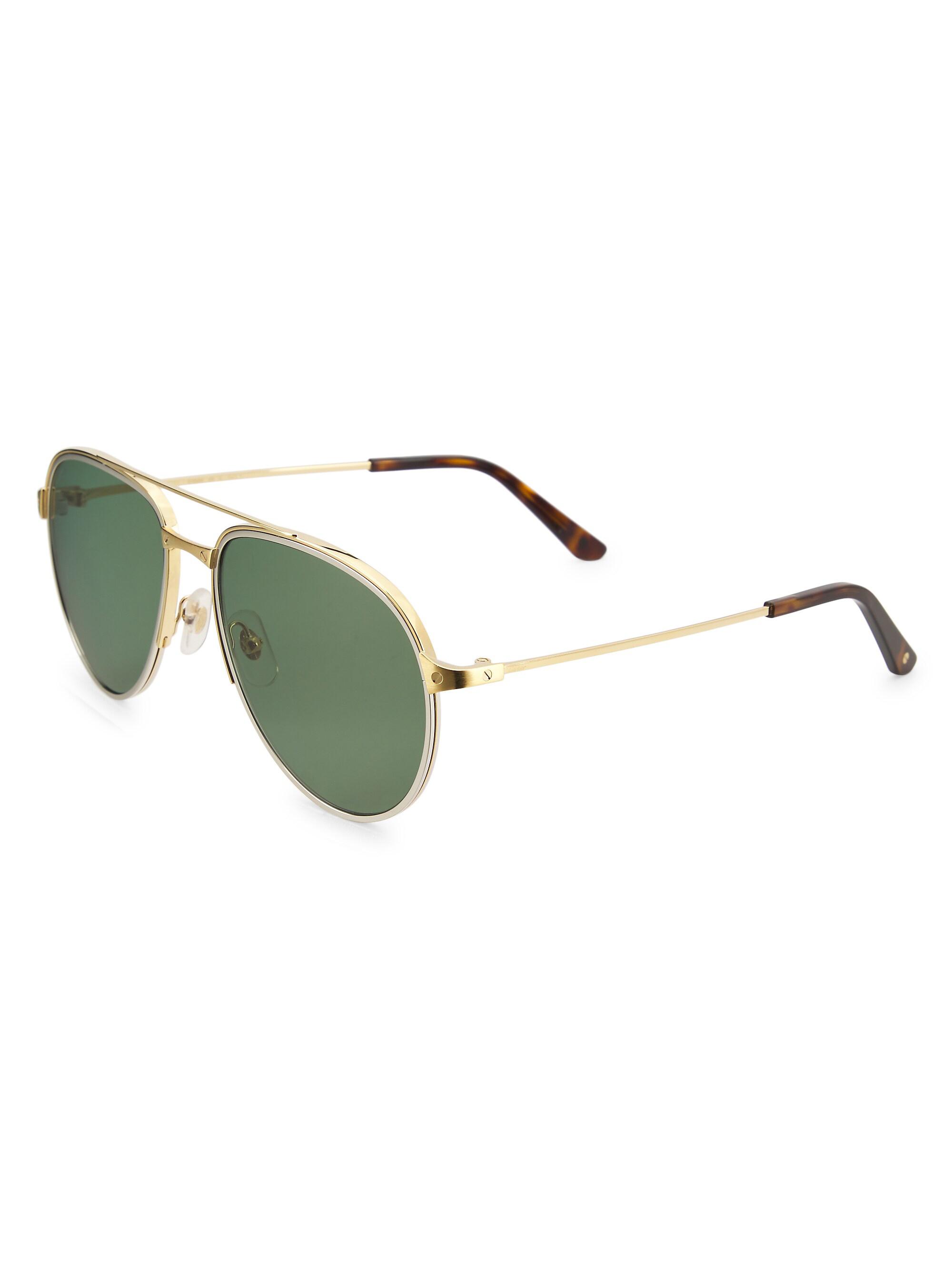 Cartier Men's Santos De  59MM Aviator Sunglasses - Gold