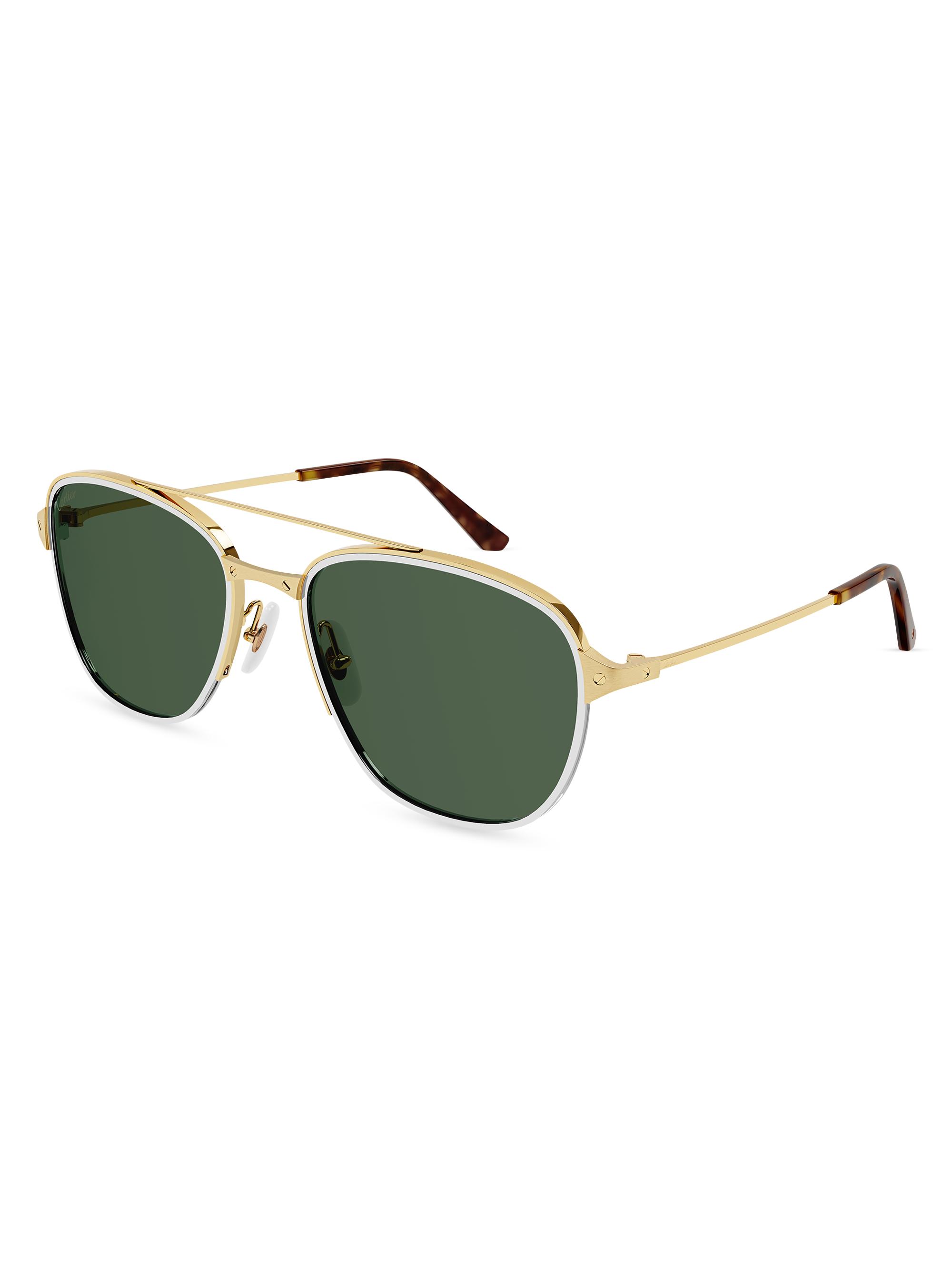 Cartier Men's Santos De  57MM Navigator Sunglasses - Gold