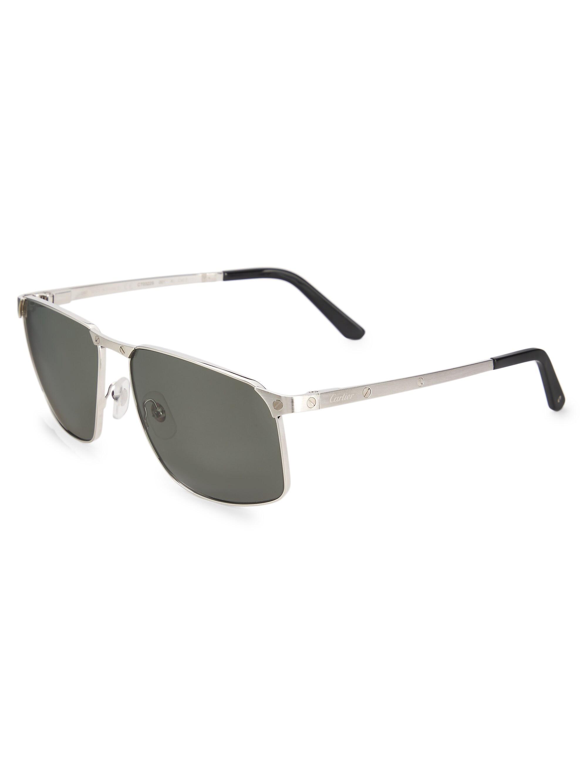 Cartier Men's Santos De  Ct0322s-001 60MM Sunglasses - Silver
