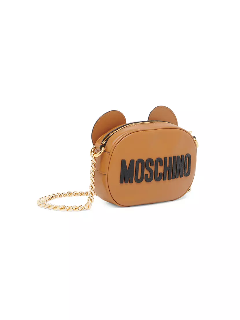 Moschino Black Leather Plush Teddy Bear Backpack Moschino