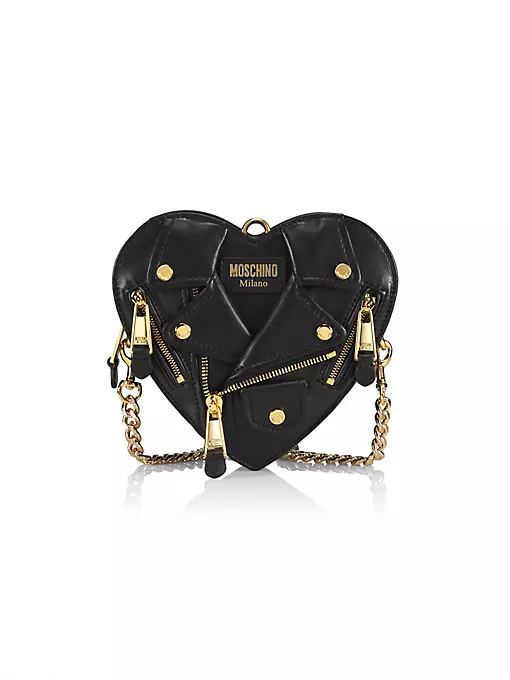 Moschino - Heart-Shape Moto Leather Crossbody Bag